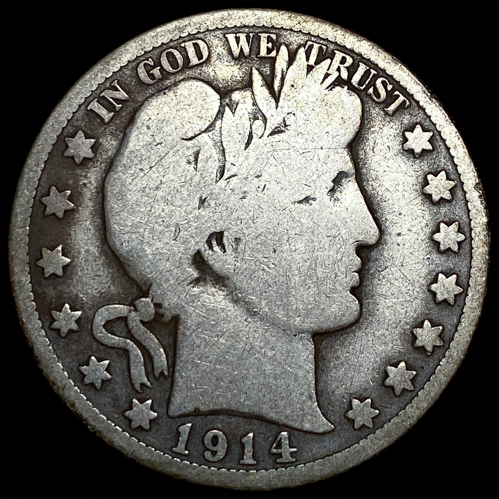 1914 Silver Barber Half Dollar NICELY CIRCULATED: 1914 Silver Barber Half Dollar NICELY CIRCULATED