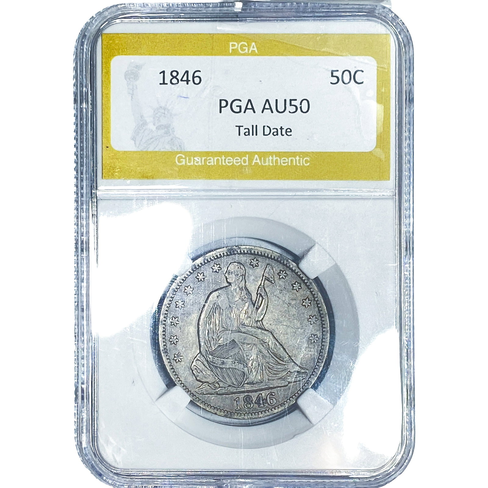 1846 Seated Liberty Half Dollar PGA AU50: 1846 Seated Liberty Half Dollar PGA AU50