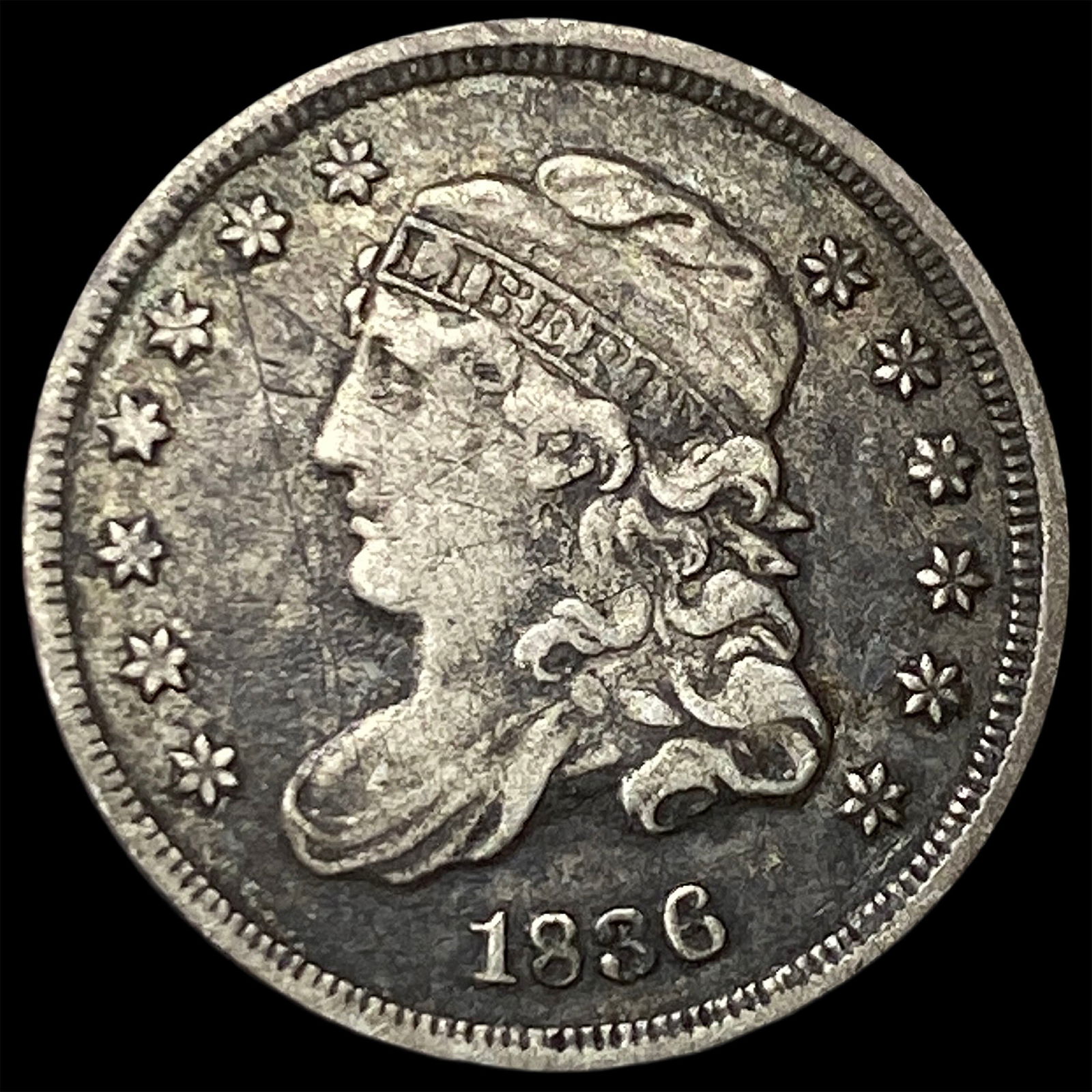 1836 Silver Capped Bust Half Dime NEARLY UNCIRCULATED: 1836 Silver Capped Bust Half Dime NEARLY UNCIRCULATED