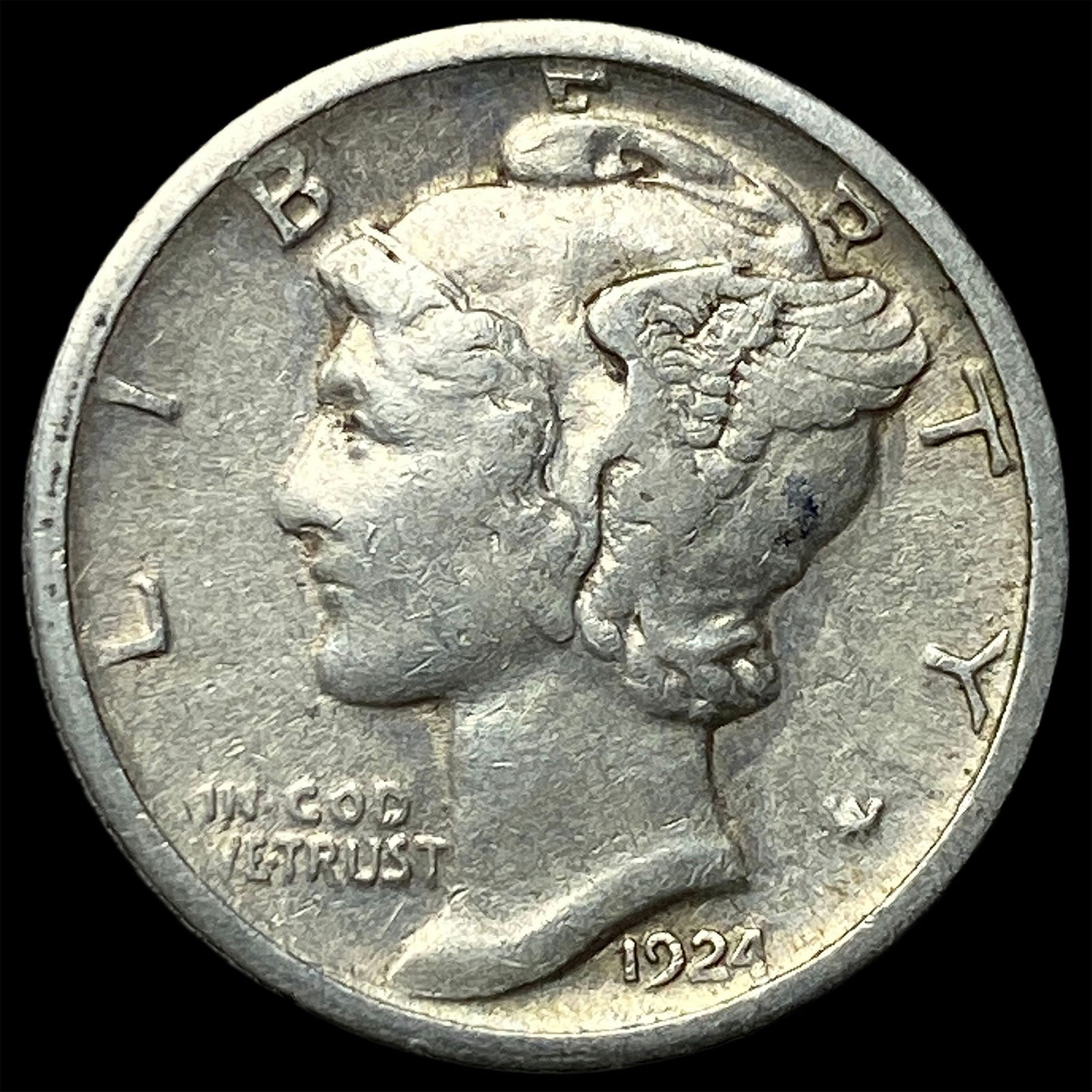 1924-S Silver Mercury Dime NEARLY UNCIRCULATED: 1924-S Silver Mercury Dime NEARLY UNCIRCULATED