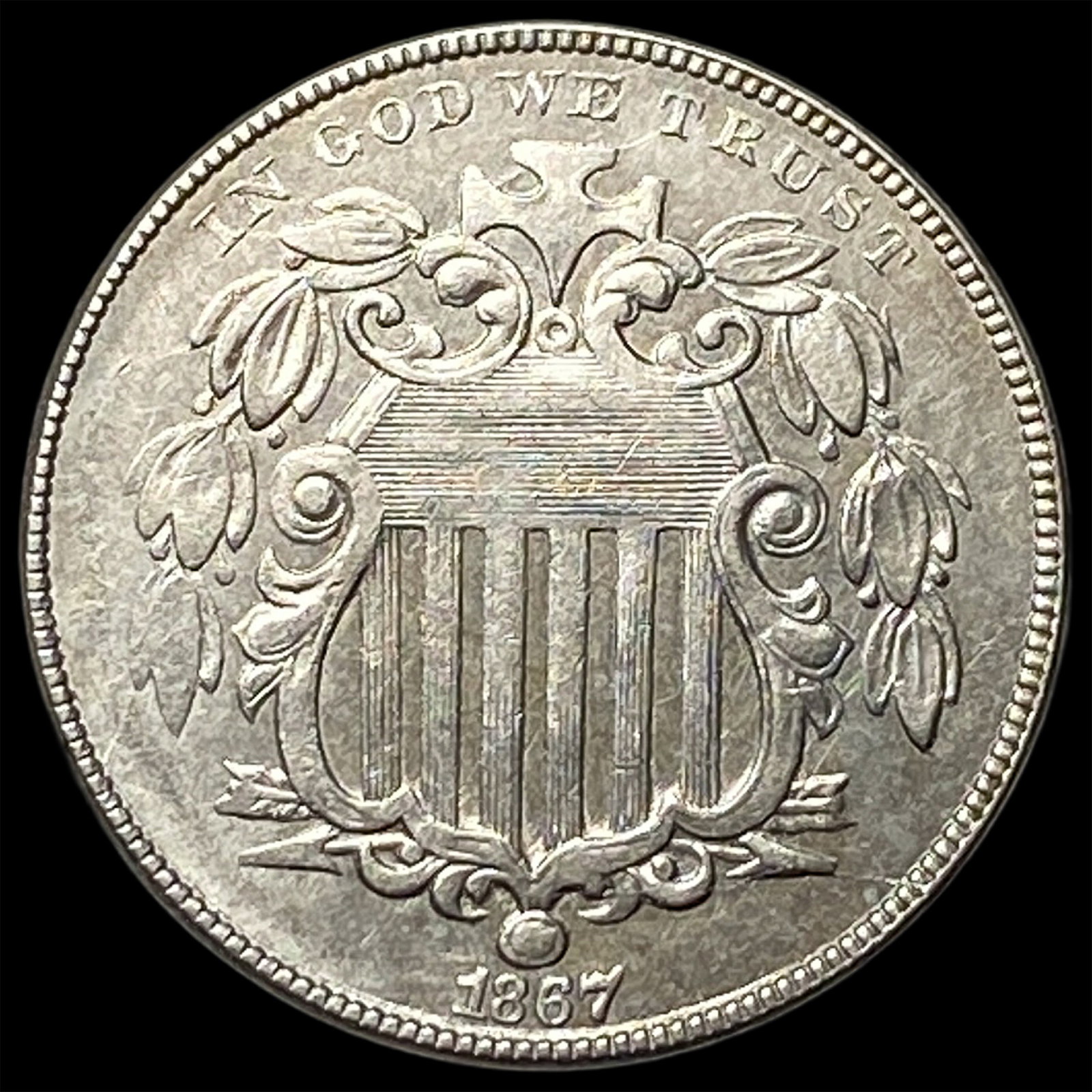 1867 Shield Nickel CLOSELY UNCIRCULATED: 1867 Shield Nickel CLOSELY UNCIRCULATED