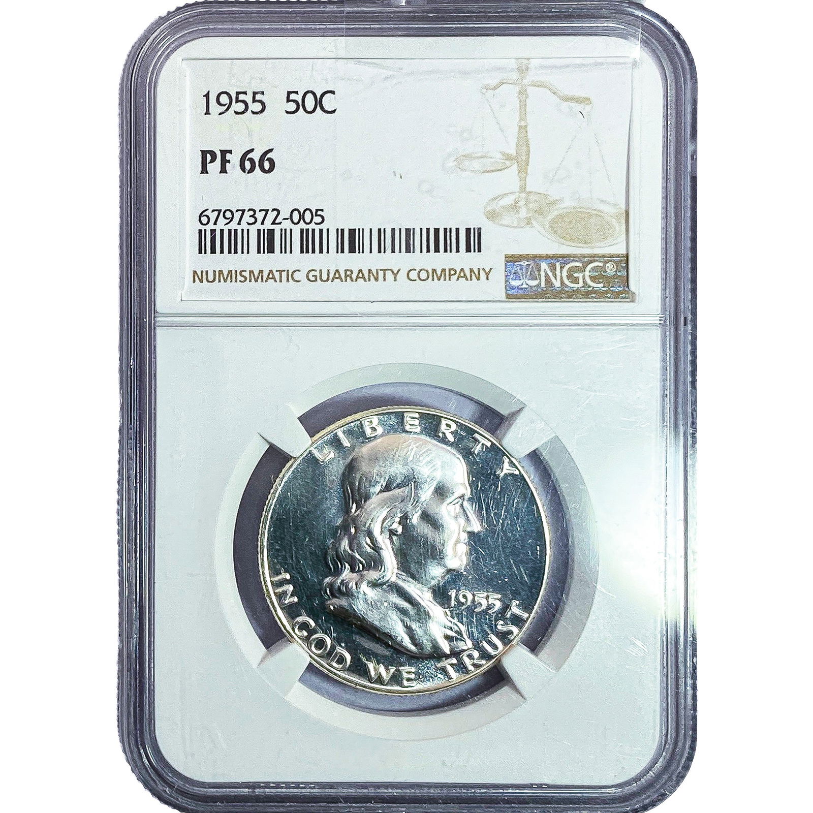1955 Franklin Half Dollar NGC PF66: 1955 Franklin Half Dollar NGC PF66