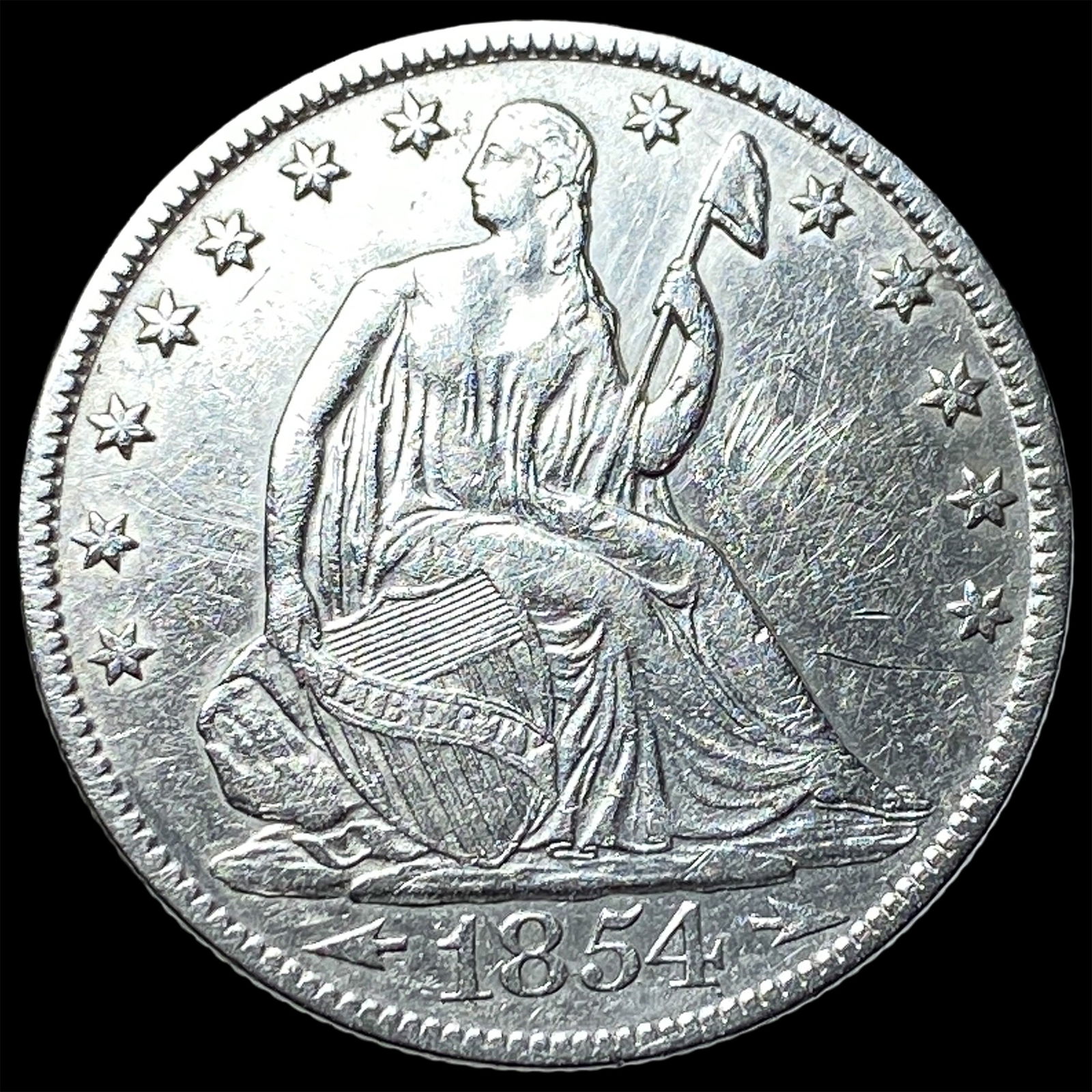 1854-O Silver Half Dollar NEARLY UNCIRCULATED: 1854-O Silver Half Dollar NEARLY UNCIRCULATED