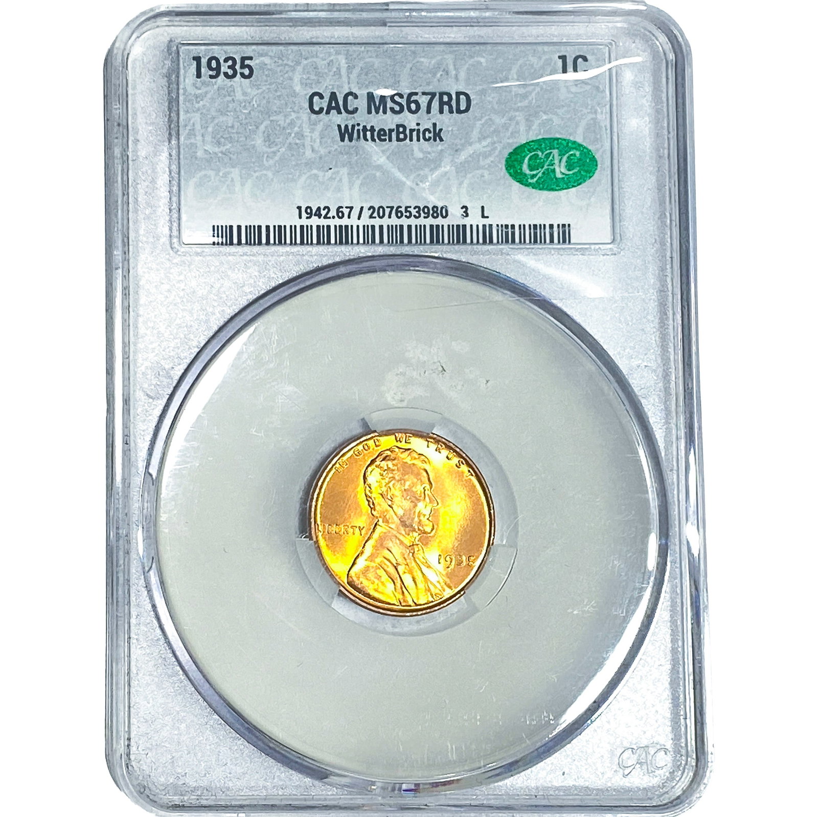 1935 Wheat Cent CAC MS67 RD (1 of 2)