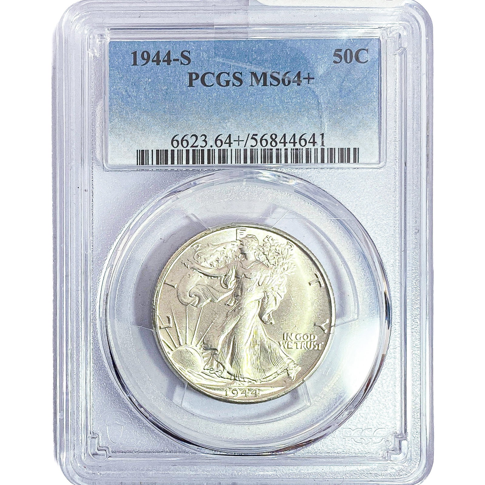 1944-S Walking Liberty Half Dollar PCGS MS64+: 1944-S Walking Liberty Half Dollar PCGS MS64+