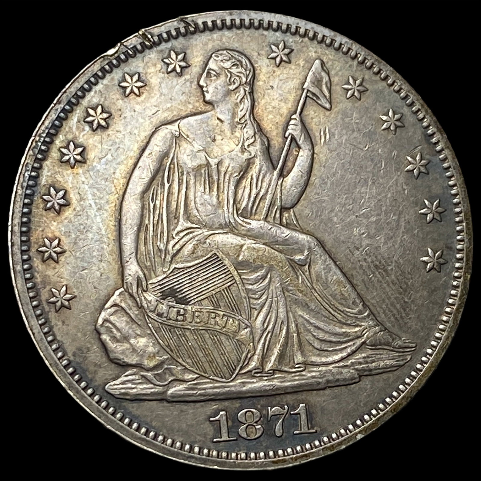 1871 Silver Half Dollar CLOSELY UNCIRCULATED: 1871 Silver Half Dollar CLOSELY UNCIRCULATED