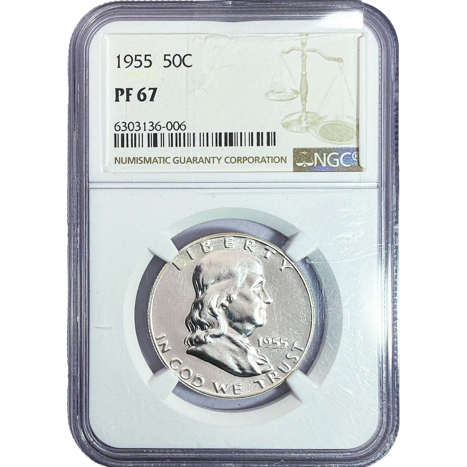 1955 Franklin Half Dollar NGC PF67: 1955 Franklin Half Dollar NGC PF67