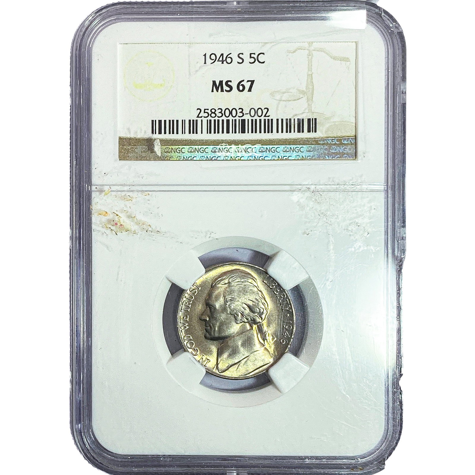 1946-S Jefferson Nickel NGC MS67: 1946-S Jefferson Nickel NGC MS67