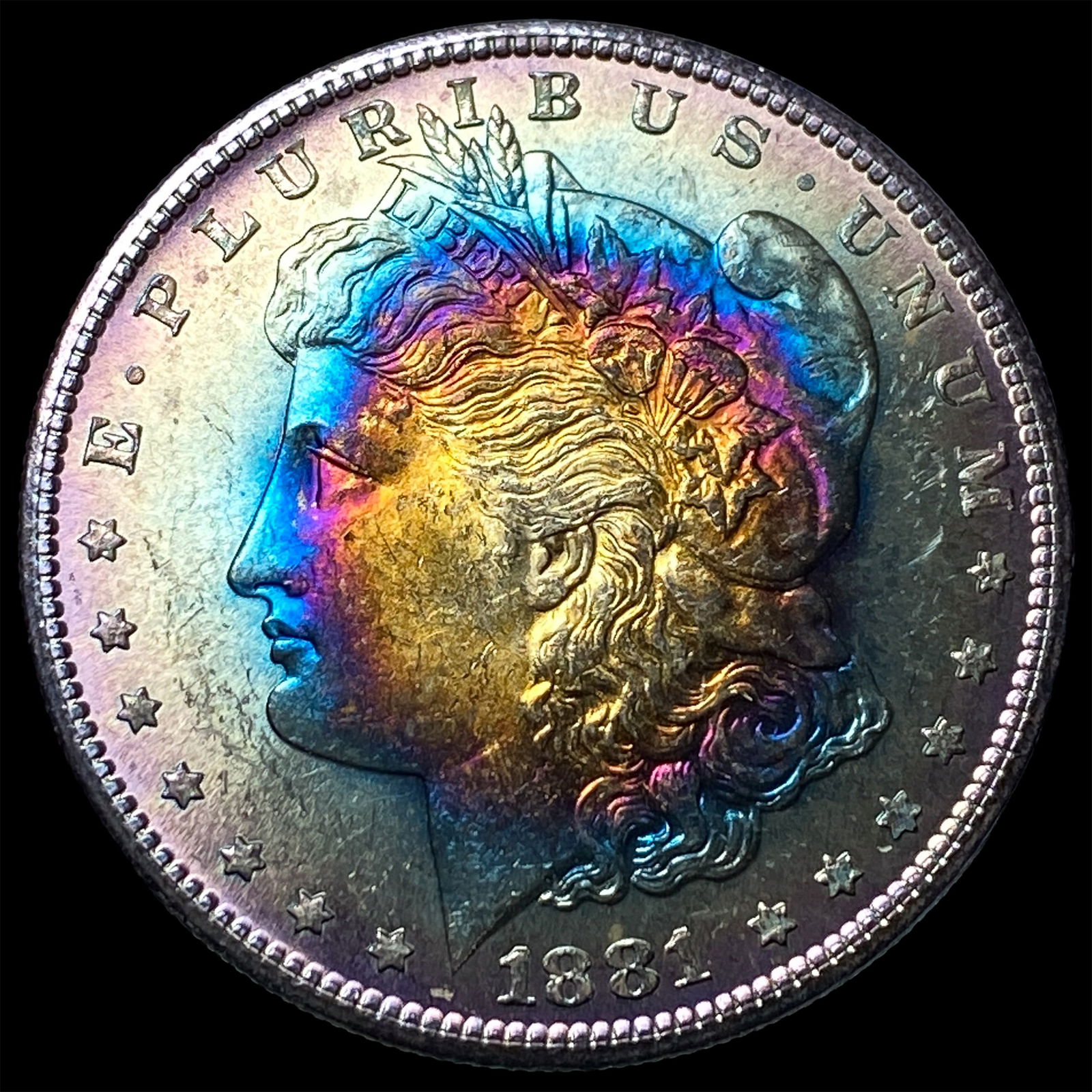1881-S TONED Silver Morgan Dollar UNCIRCULATED: 1881-S TONED Silver Morgan Dollar UNCIRCULATED