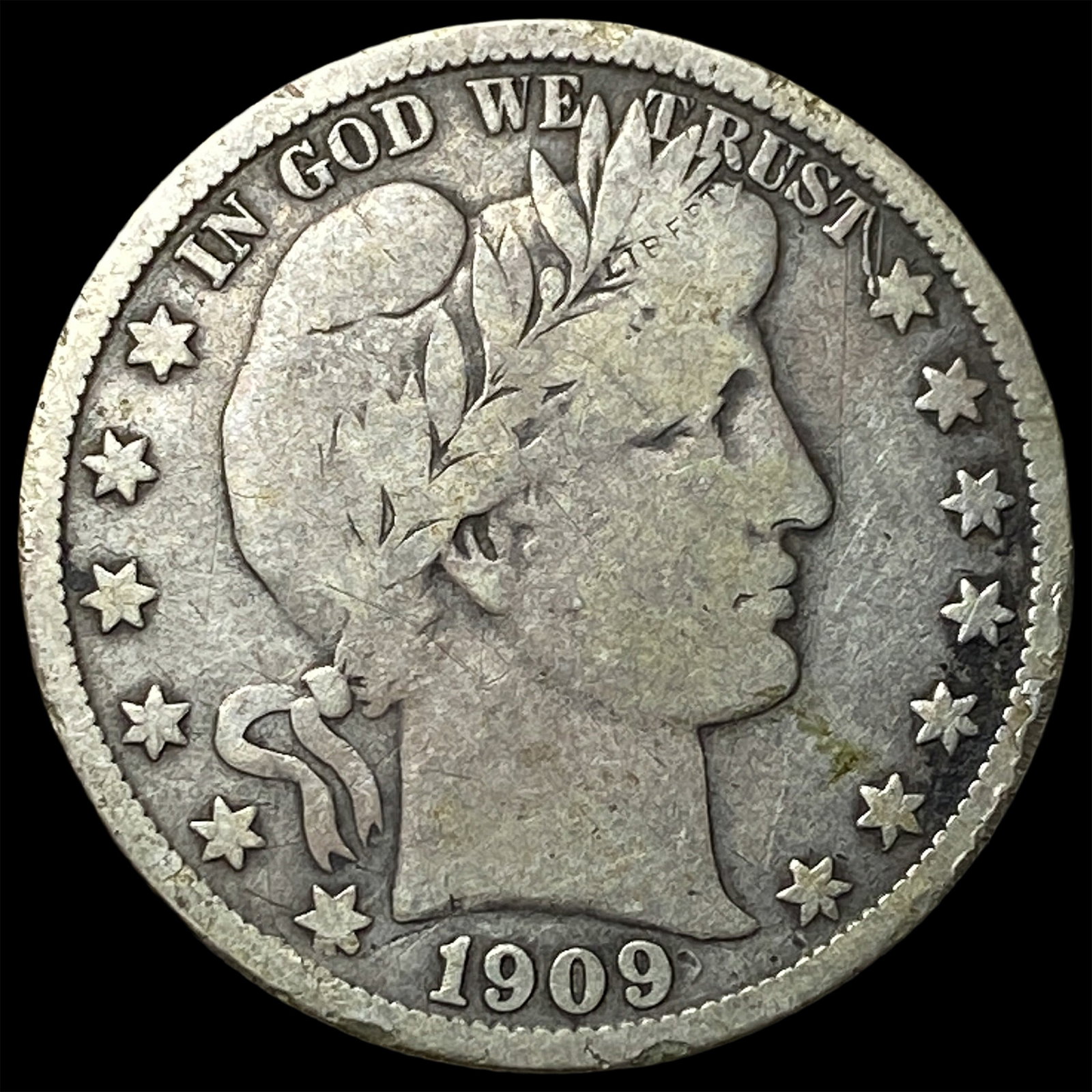 1909 Silver Barber Half Dollar NICELY CIRCULATED: 1909 Silver Barber Half Dollar NICELY CIRCULATED