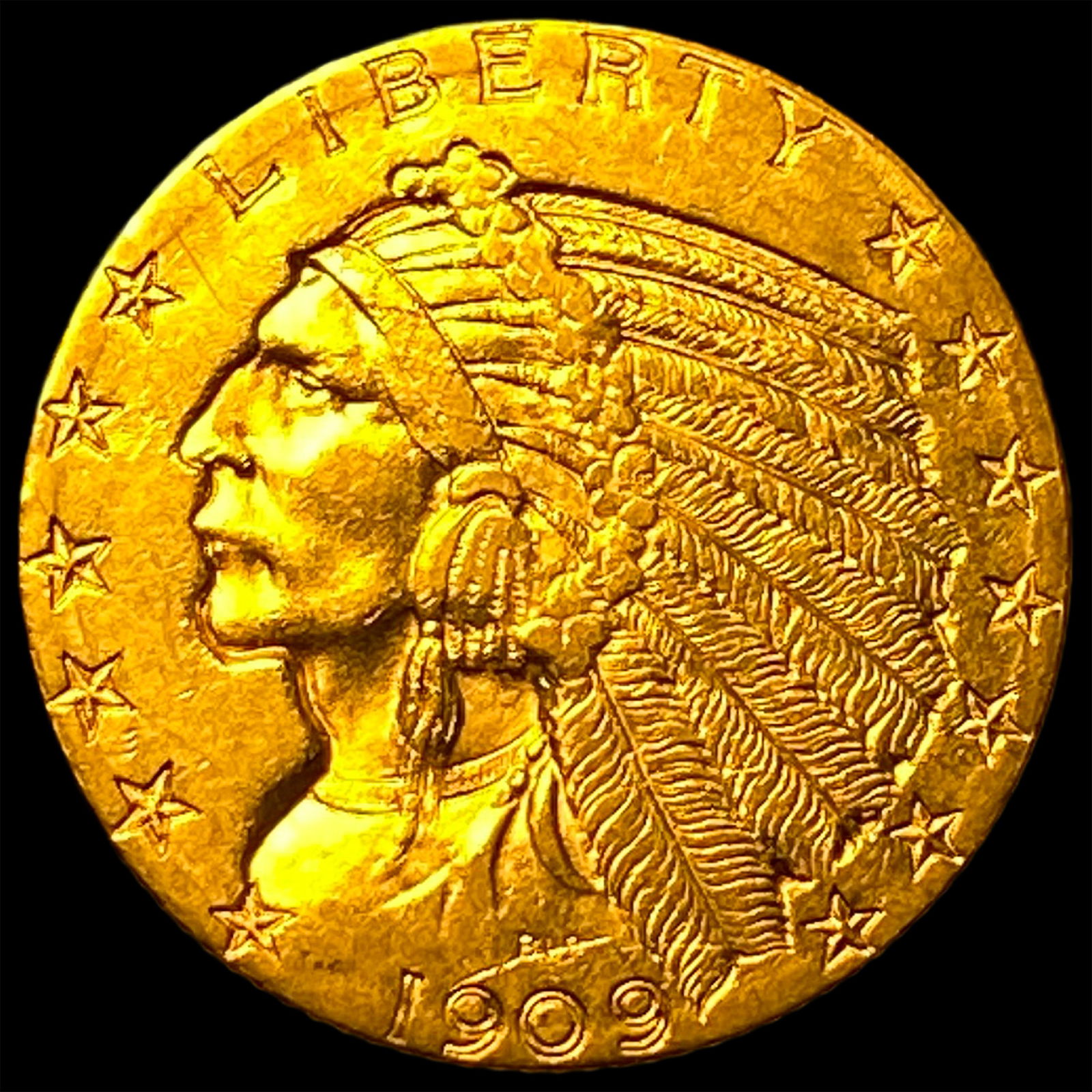 1909-D Gold Indian Half Eagle $5 CLOSELY UNCIRCULATED: 1909-D Gold Indian Half Eagle $5 CLOSELY UNCIRCULATED