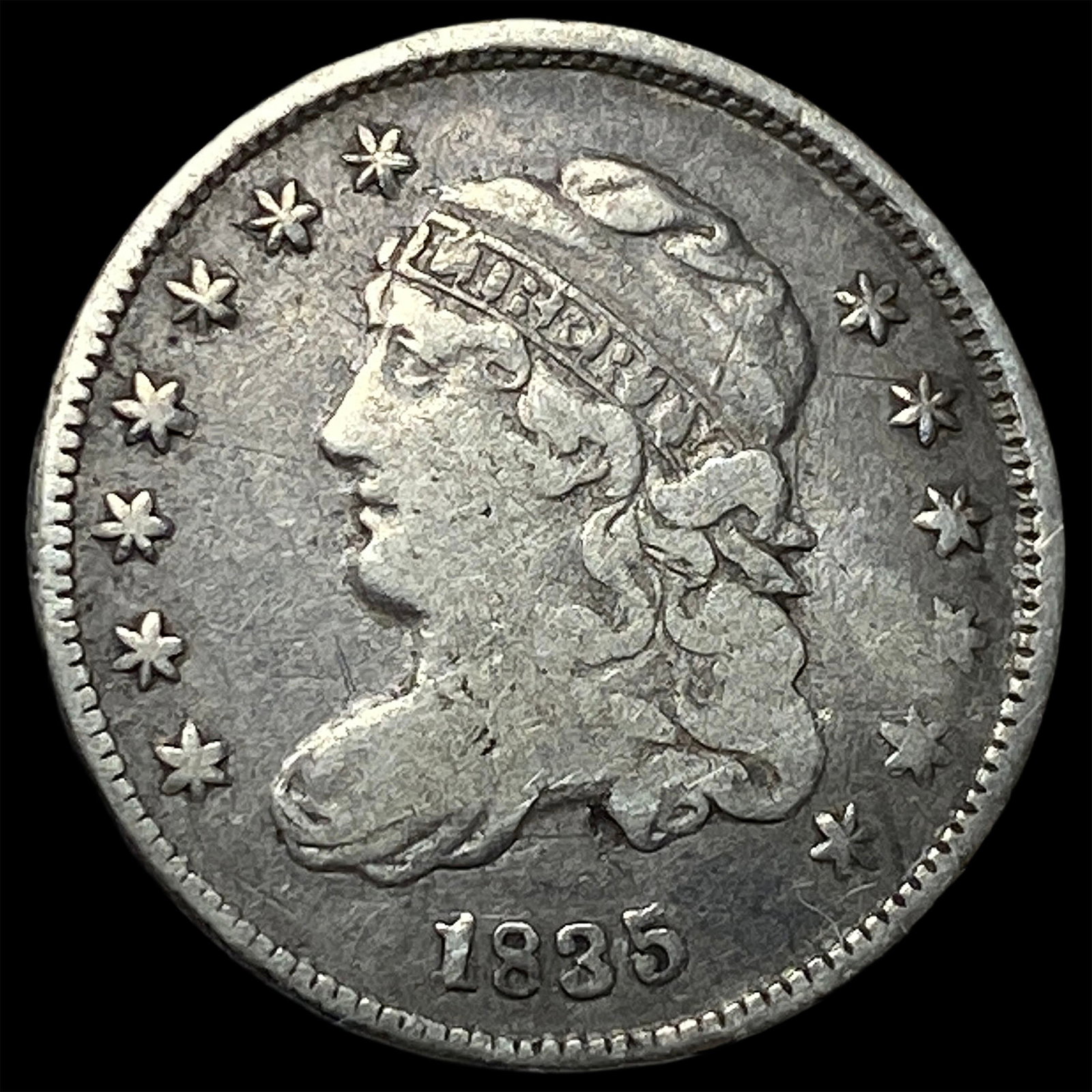 1835 Silver Capped Bust Half Dime LIGHTLY CIRCULATED: 1835 Silver Capped Bust Half Dime LIGHTLY CIRCULATED