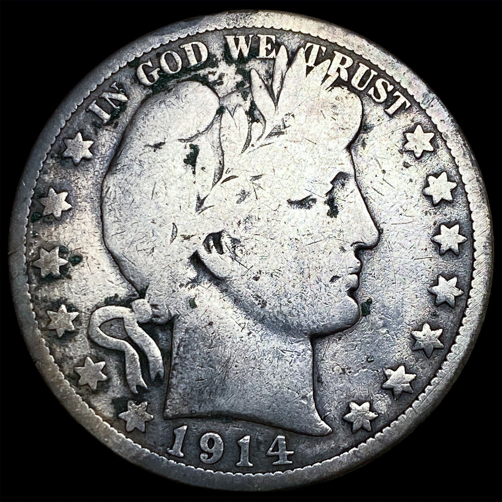 1914 Silver Barber Half Dollar NICELY CIRCULATED: 1914 Silver Barber Half Dollar NICELY CIRCULATED
