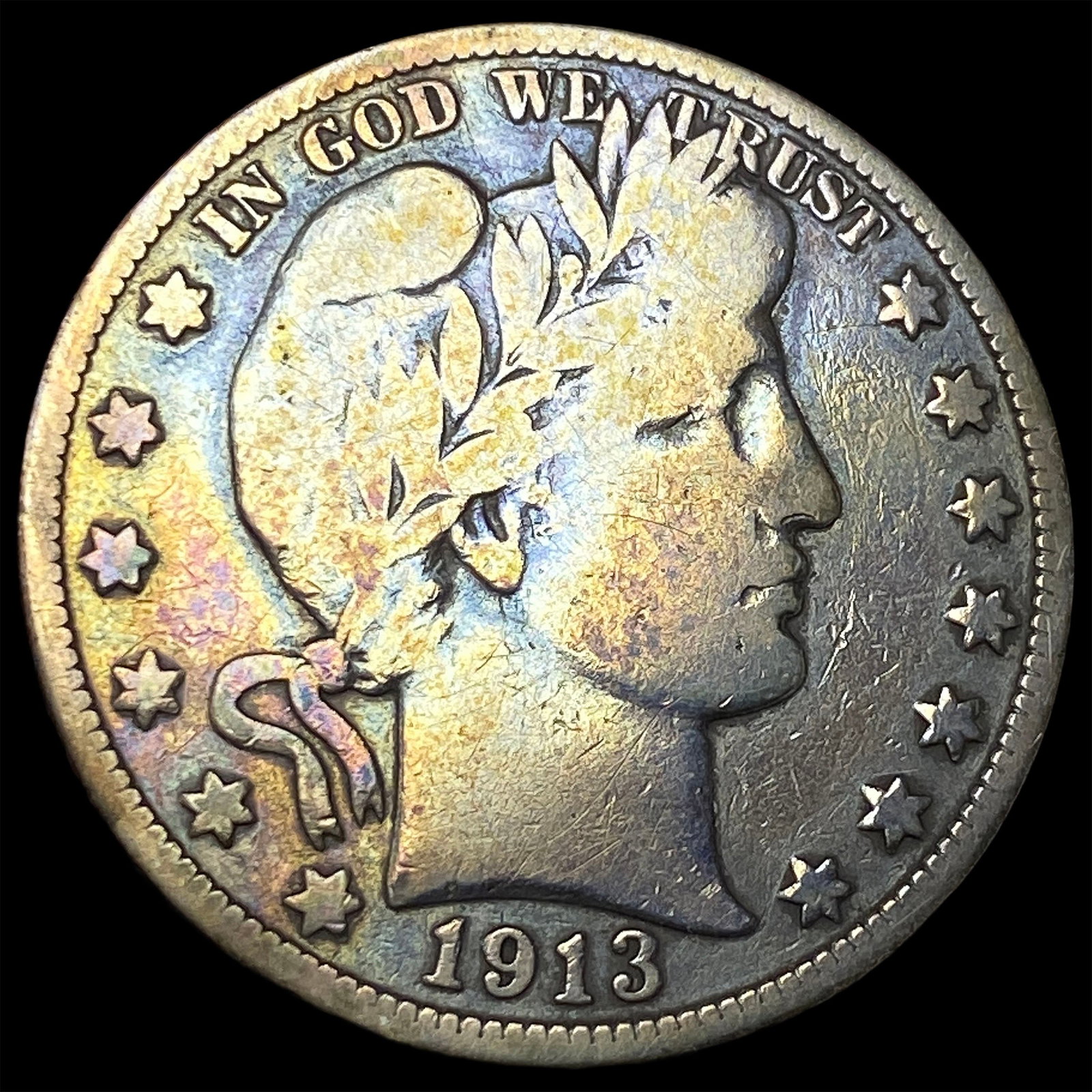 1913 Silver Barber Half Dollar NICELY CIRCULATED: 1913 Silver Barber Half Dollar NICELY CIRCULATED