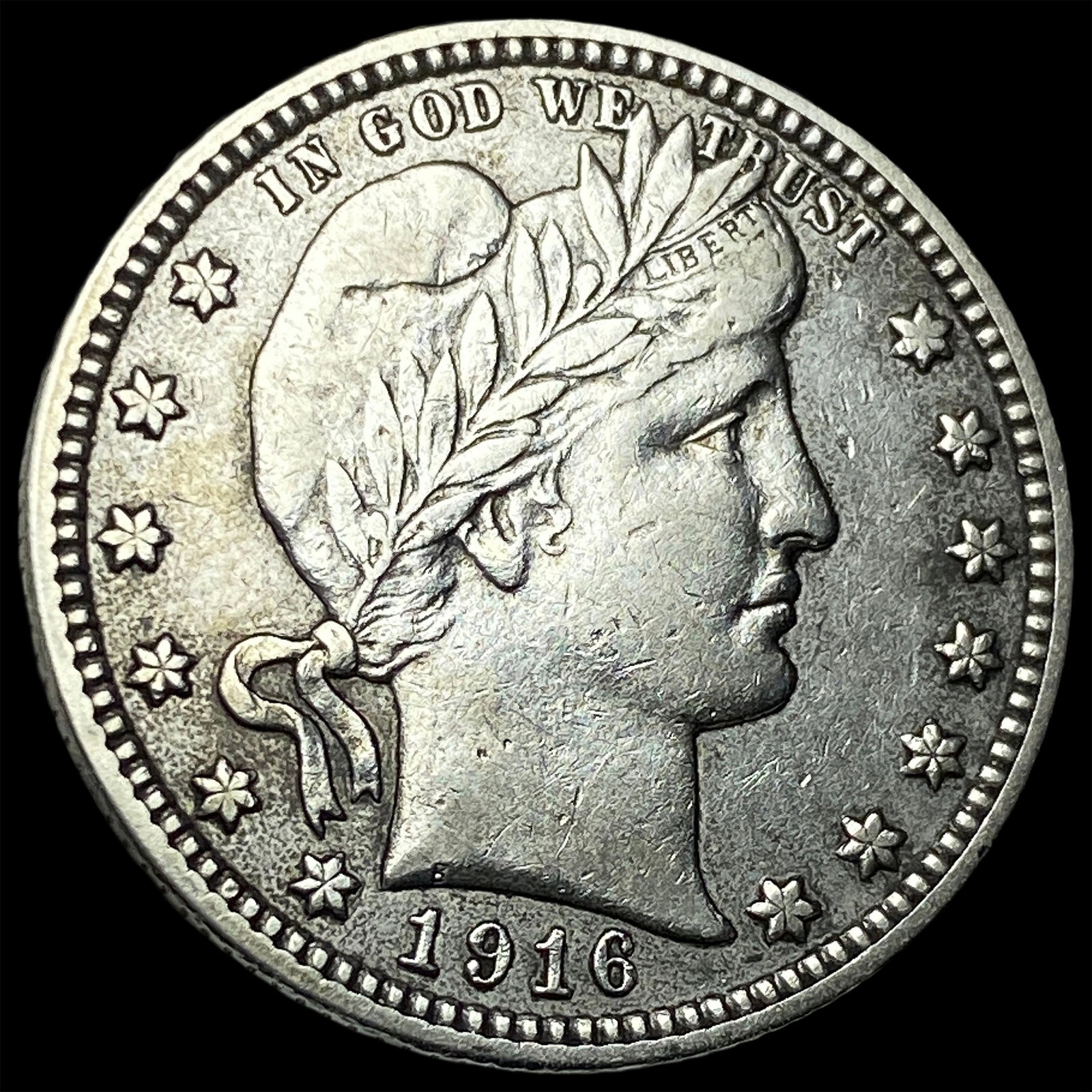 1916-D Silver Barber Quarter CLOSELY UNCIRCULATED: 1916-D Silver Barber Quarter CLOSELY UNCIRCULATED