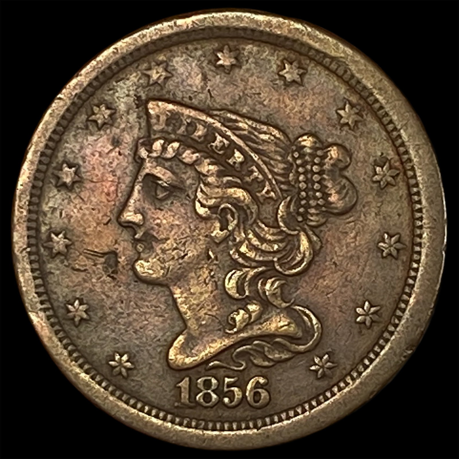 1856 Braided Hair Half Cent NEARLY UNCIRCULATED: 1856 Braided Hair Half Cent NEARLY UNCIRCULATED