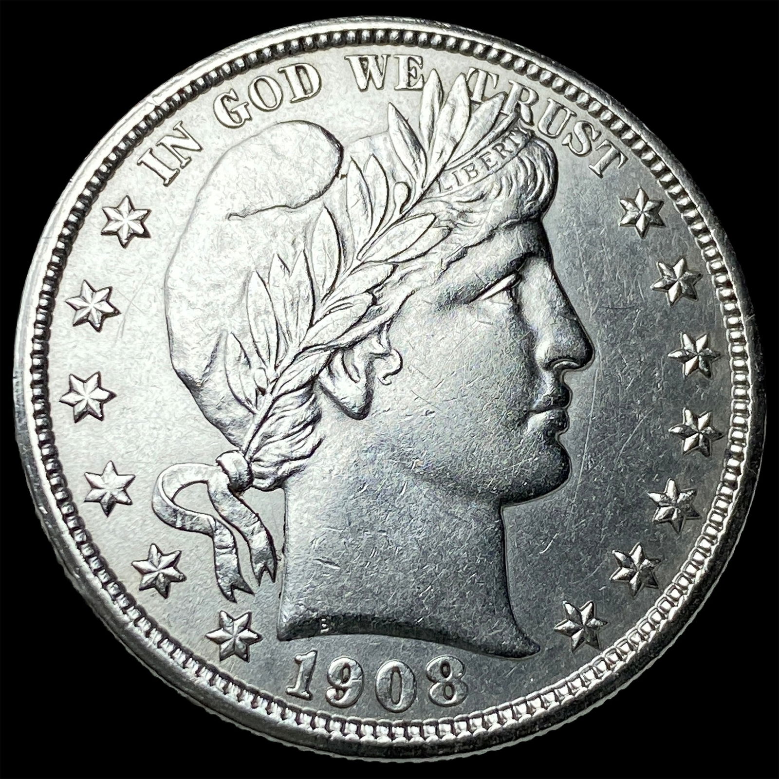 1908-D Silver Barber Half Dollar CLOSELY UNCIRCULATED: 1908-D Silver Barber Half Dollar CLOSELY UNCIRCULATED