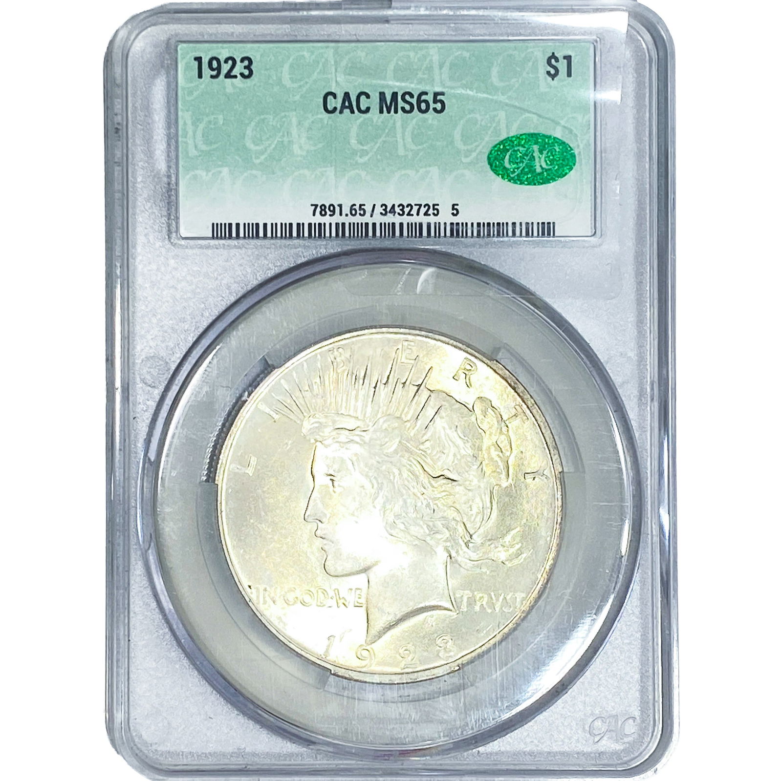 1923 Silver Peace Dollar CAC MS65: 1923 Silver Peace Dollar CAC MS65
