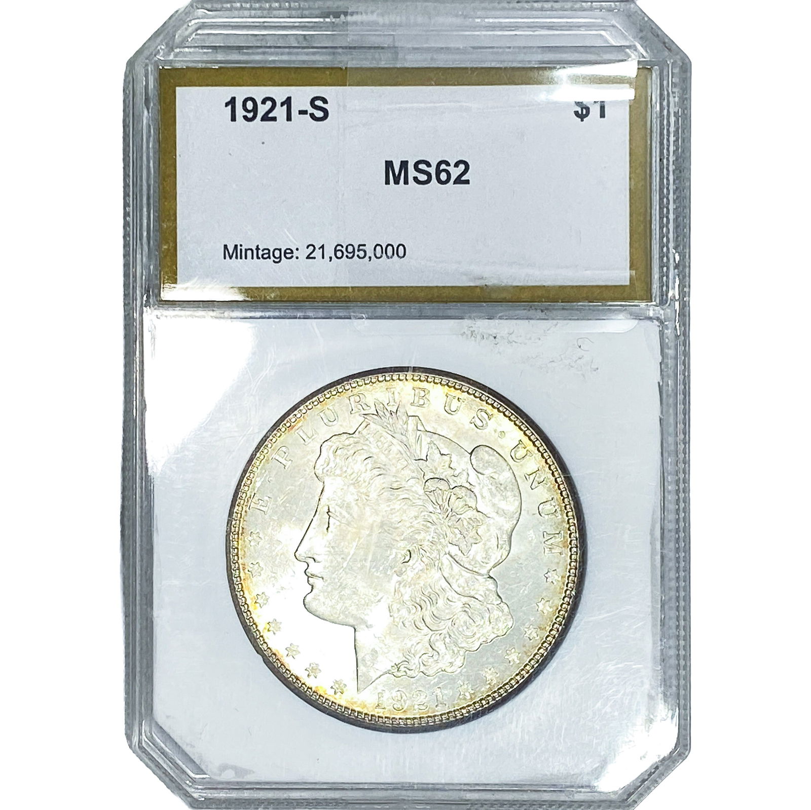 1921-S Morgan Silver Dollar PCI MS62: 1921-S Morgan Silver Dollar PCI MS62
