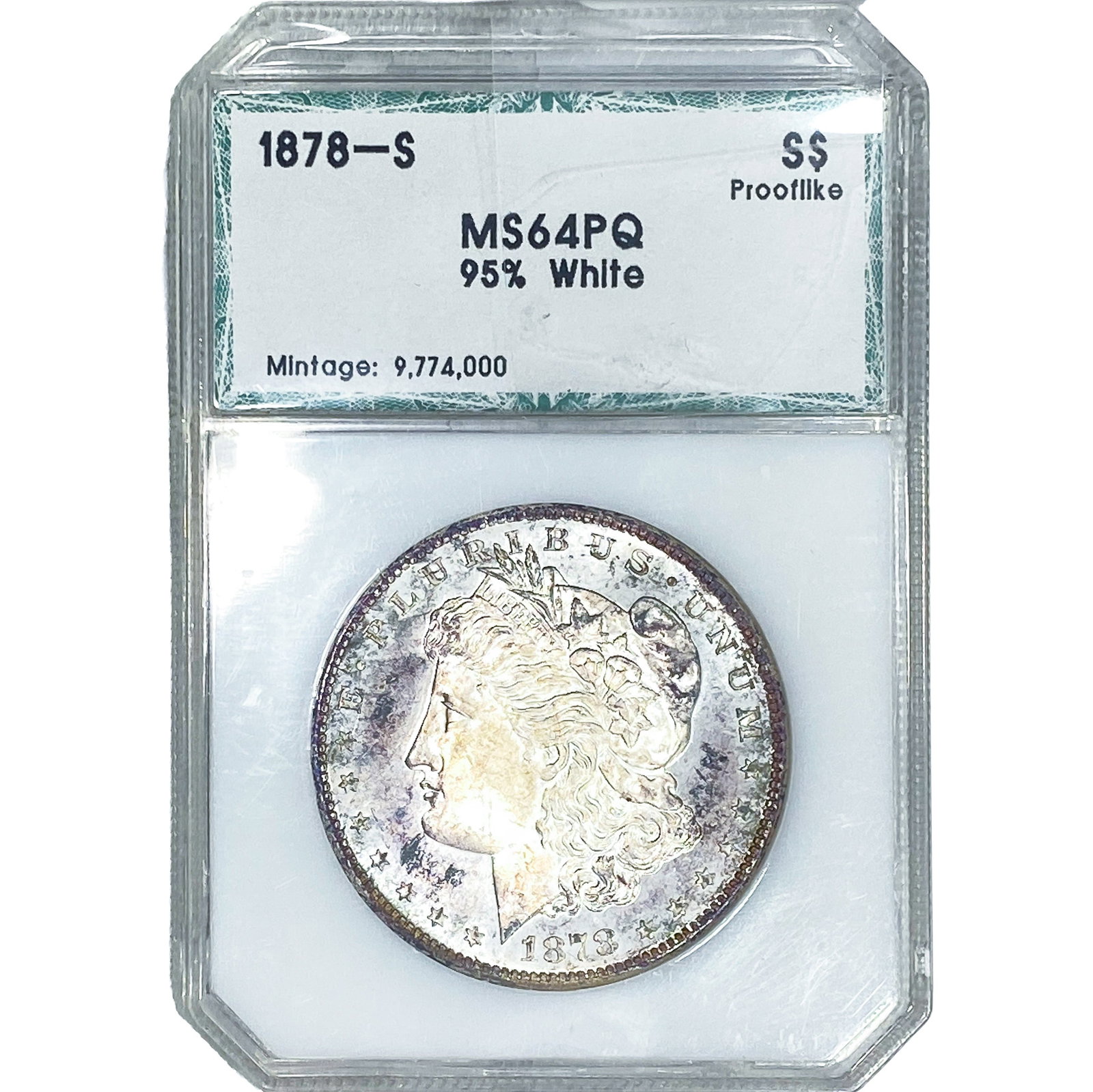 1878-S Morgan Silver Dollar PCI MS64 PQ: 1878-S Morgan Silver Dollar PCI MS64 PQ