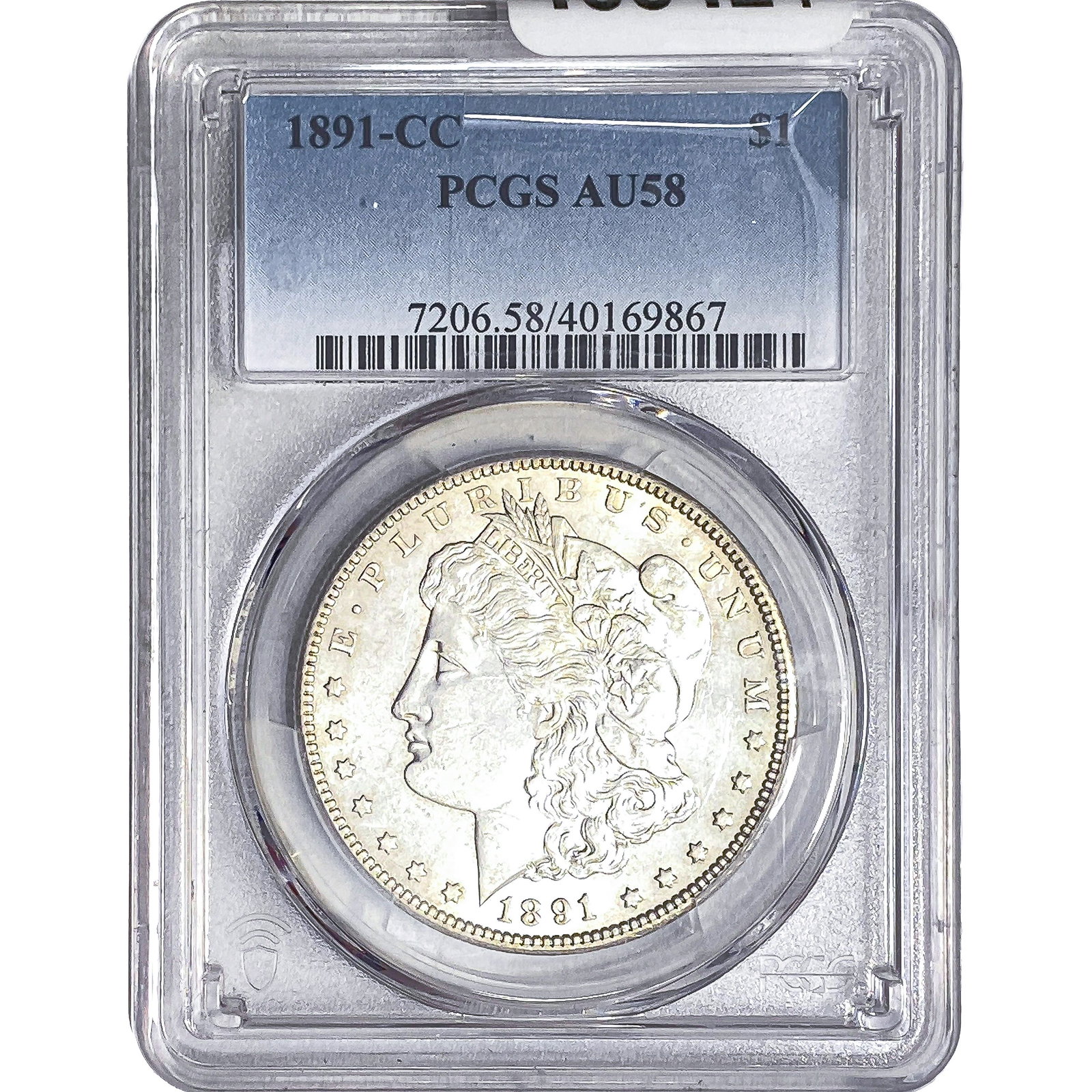 1891-CC Morgan Silver Dollar PCGS AU58: 1891-CC Morgan Silver Dollar PCGS AU58