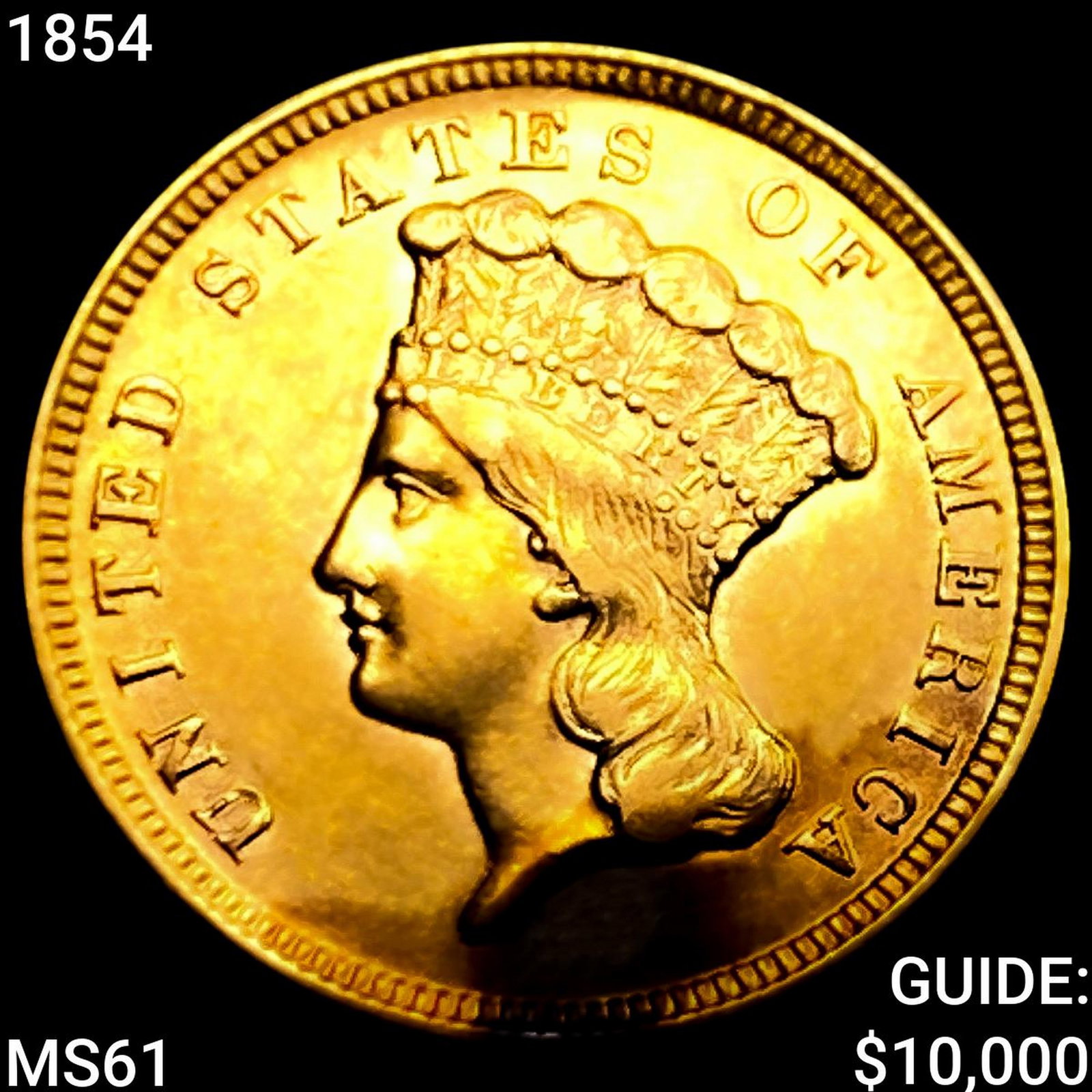 1854 $3 Gold Piece (1 of 2)