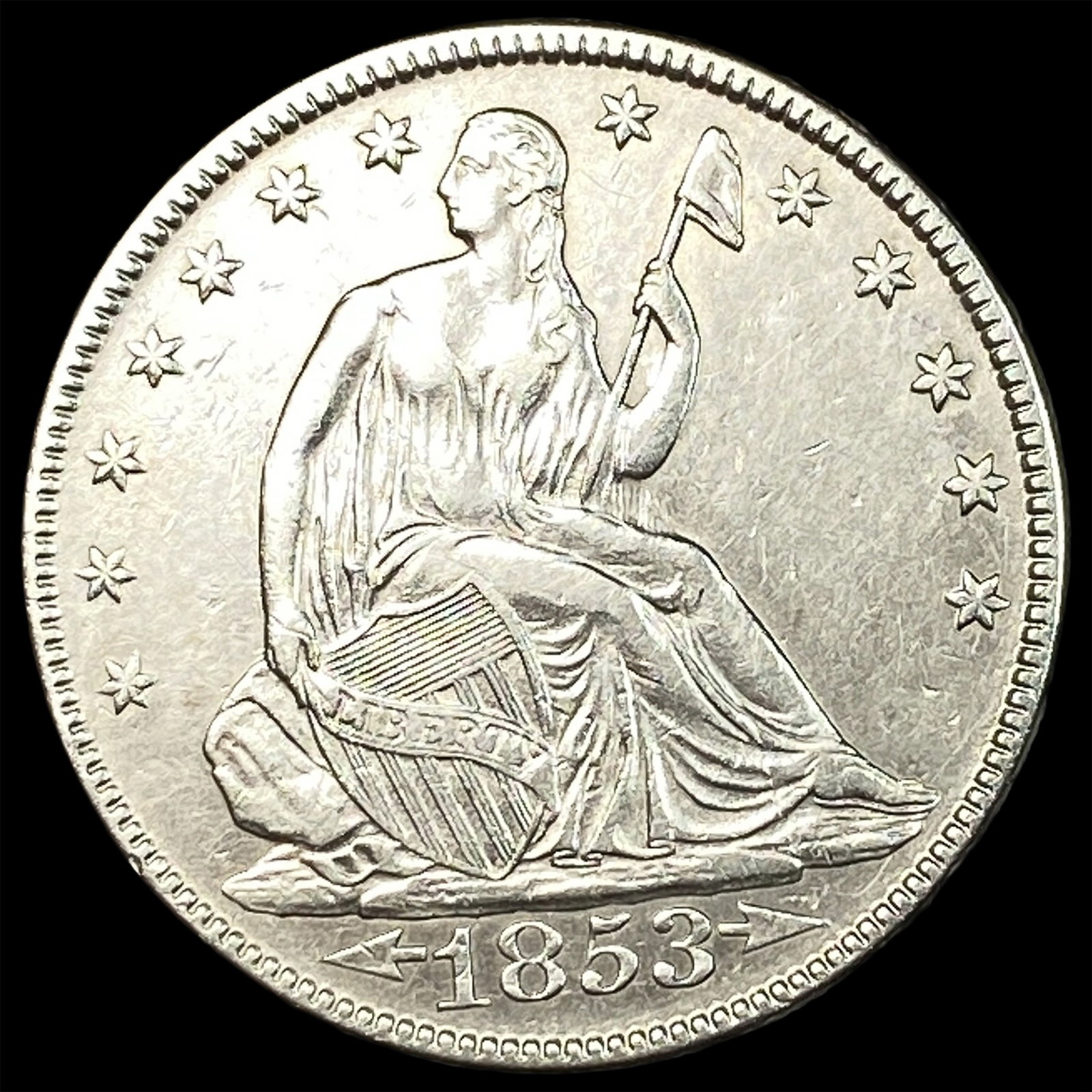 1853 Arrows Seated Liberty Half Dollar CLOSELY UNCIRCULATED (1 of 2)