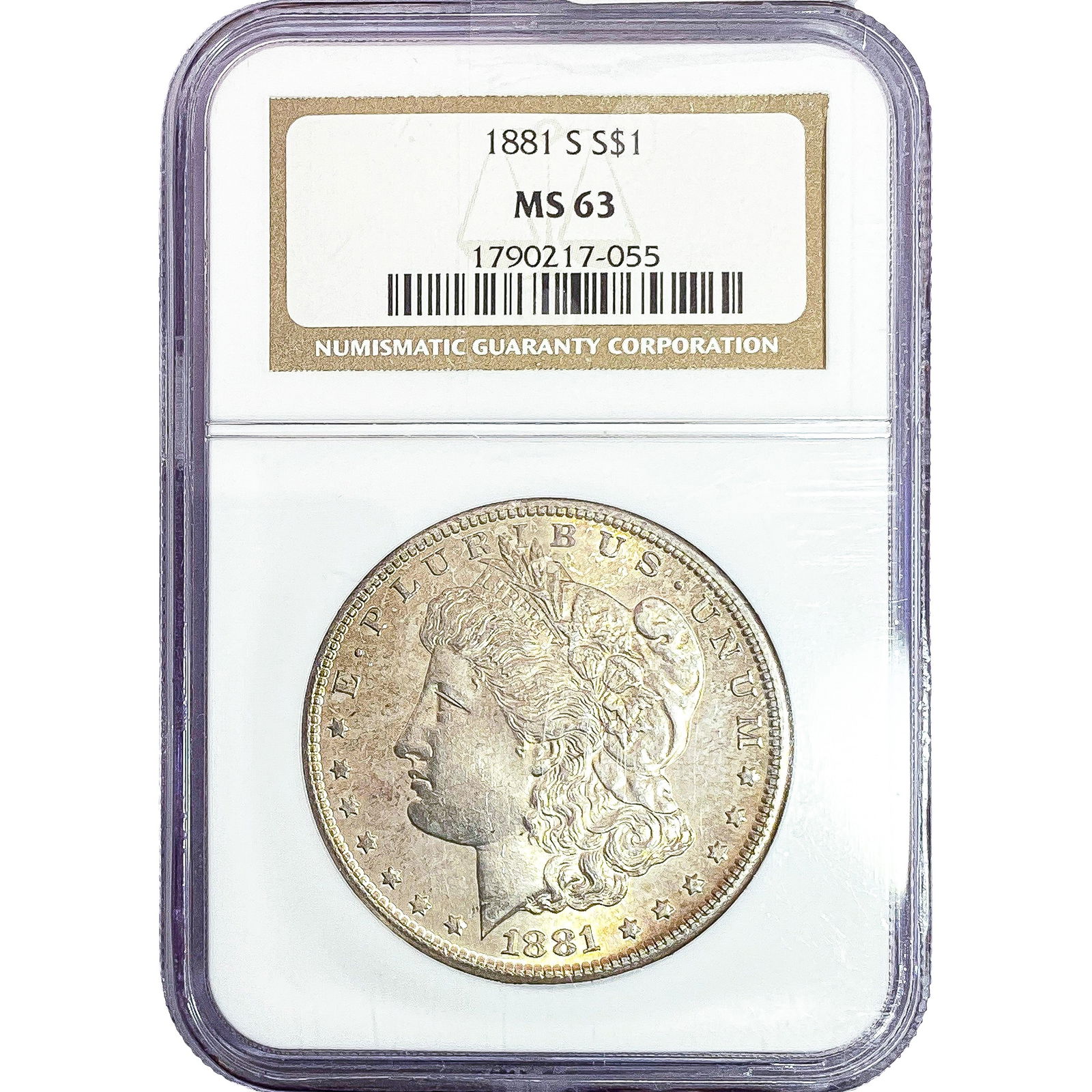 1881-S Morgan Silver Dollar NGC MS63: 1881-S Morgan Silver Dollar NGC MS63