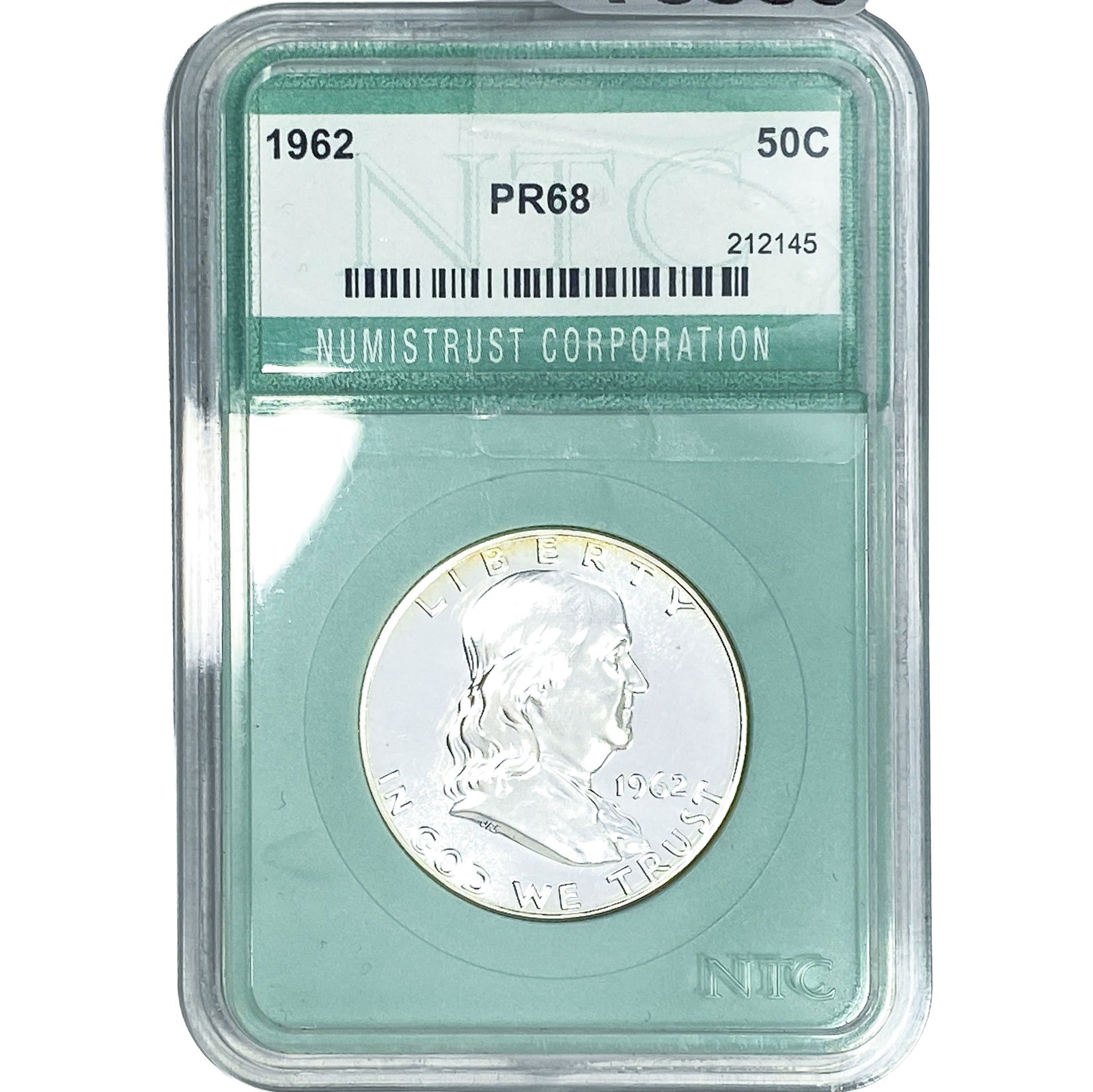 1962 Franklin Half Dollar NTC PR68: 1962 Franklin Half Dollar NTC PR68