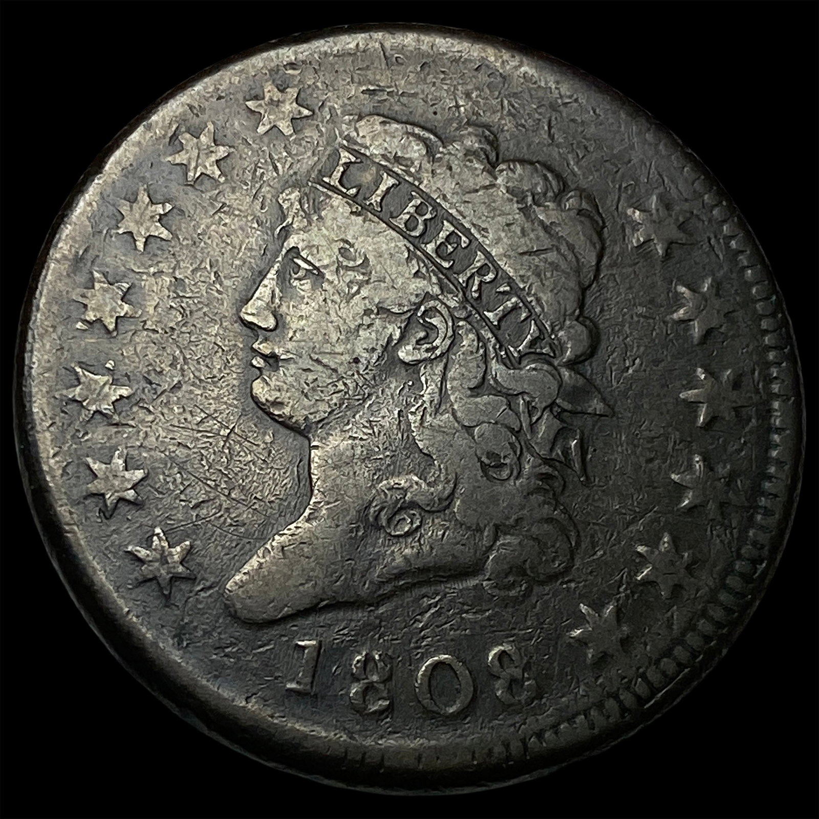 1808 Classic Head Large Cent NICELY CIRCULATED: 1808 Classic Head Large Cent NICELY CIRCULATED