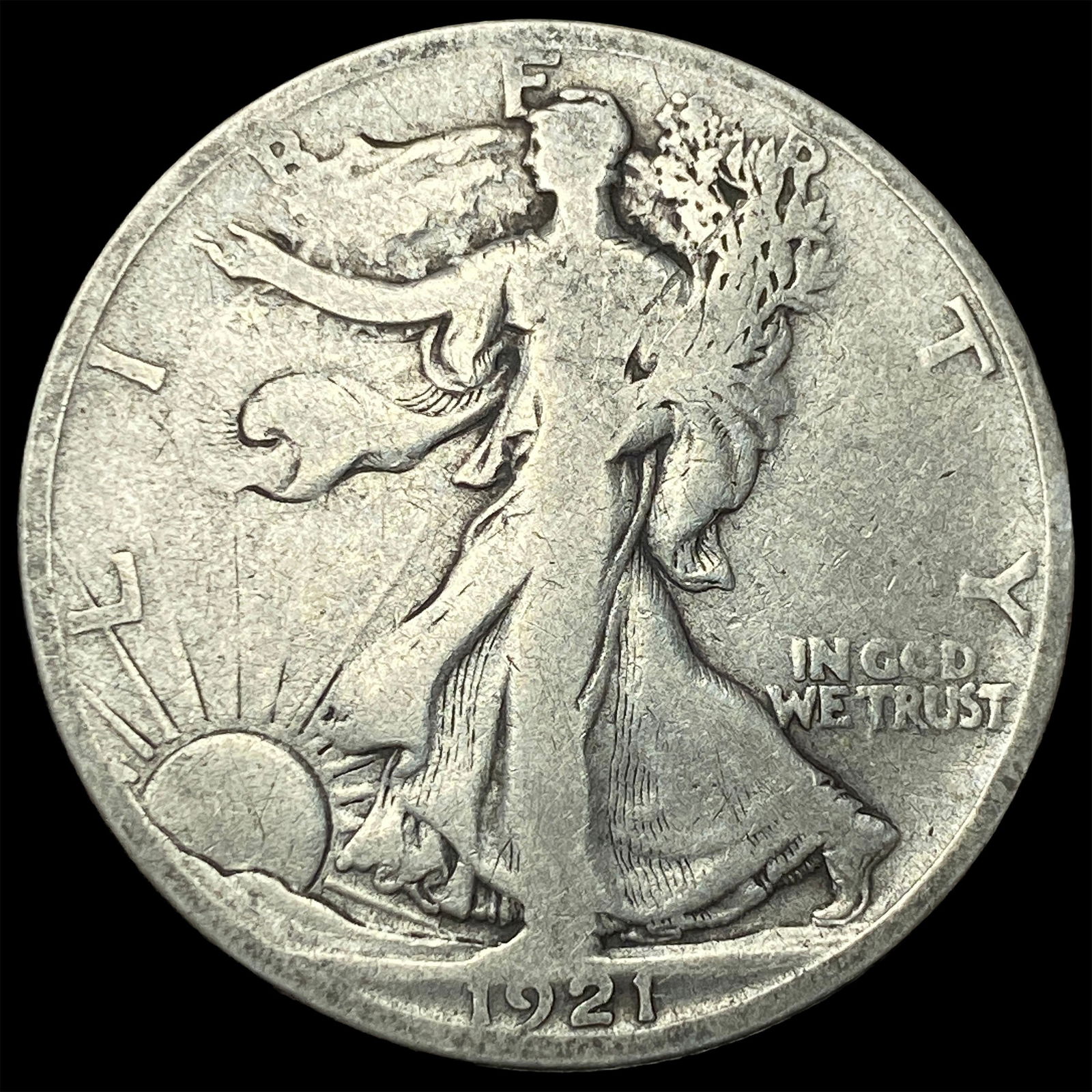 1921-S Silver Walking Liberty Half Dollar NICELY CIRCULATED: 1921-S Silver Walking Liberty Half Dollar NICELY CIRCULATED
