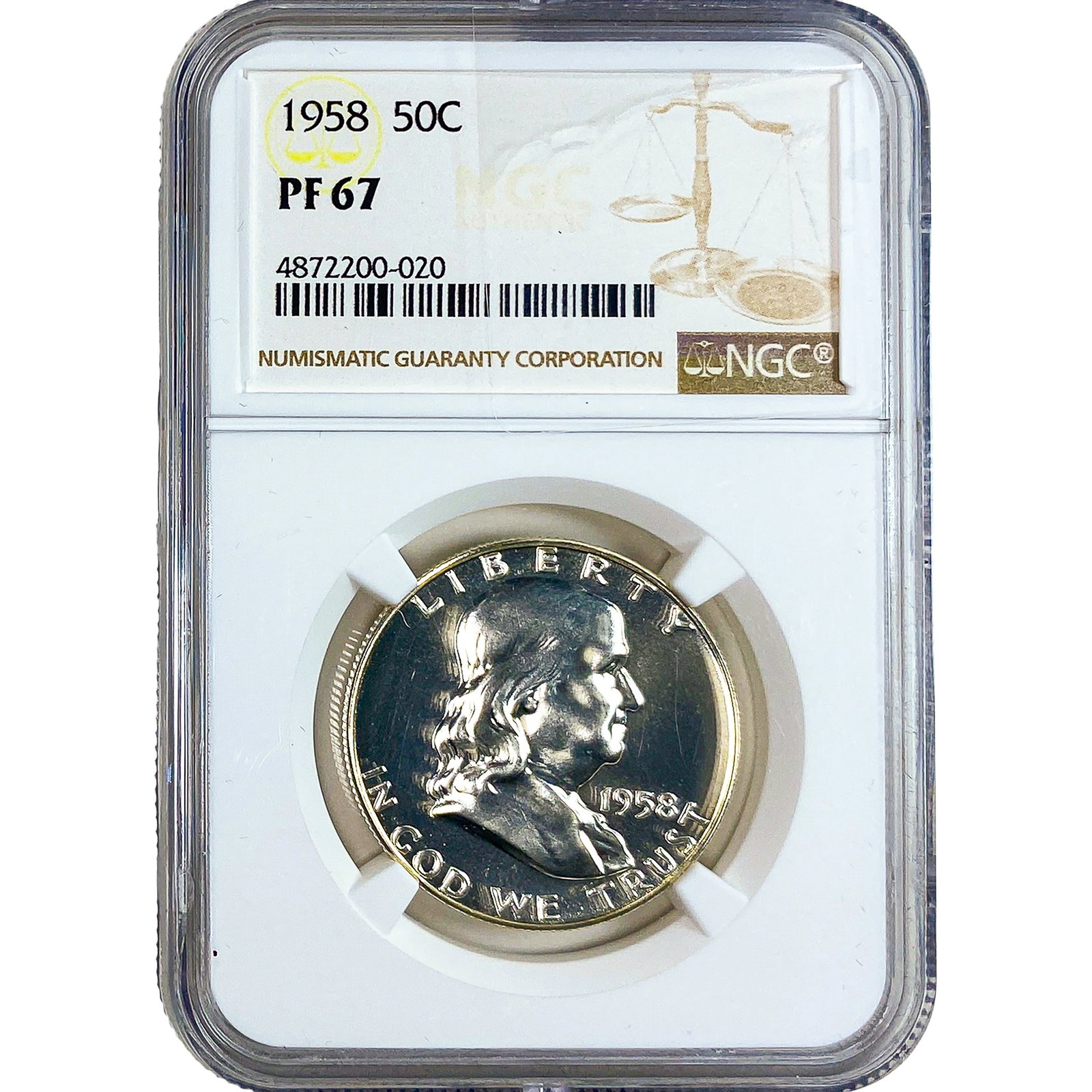 1958 Franklin Half Dollar NGC PF67: 1958 Franklin Half Dollar NGC PF67