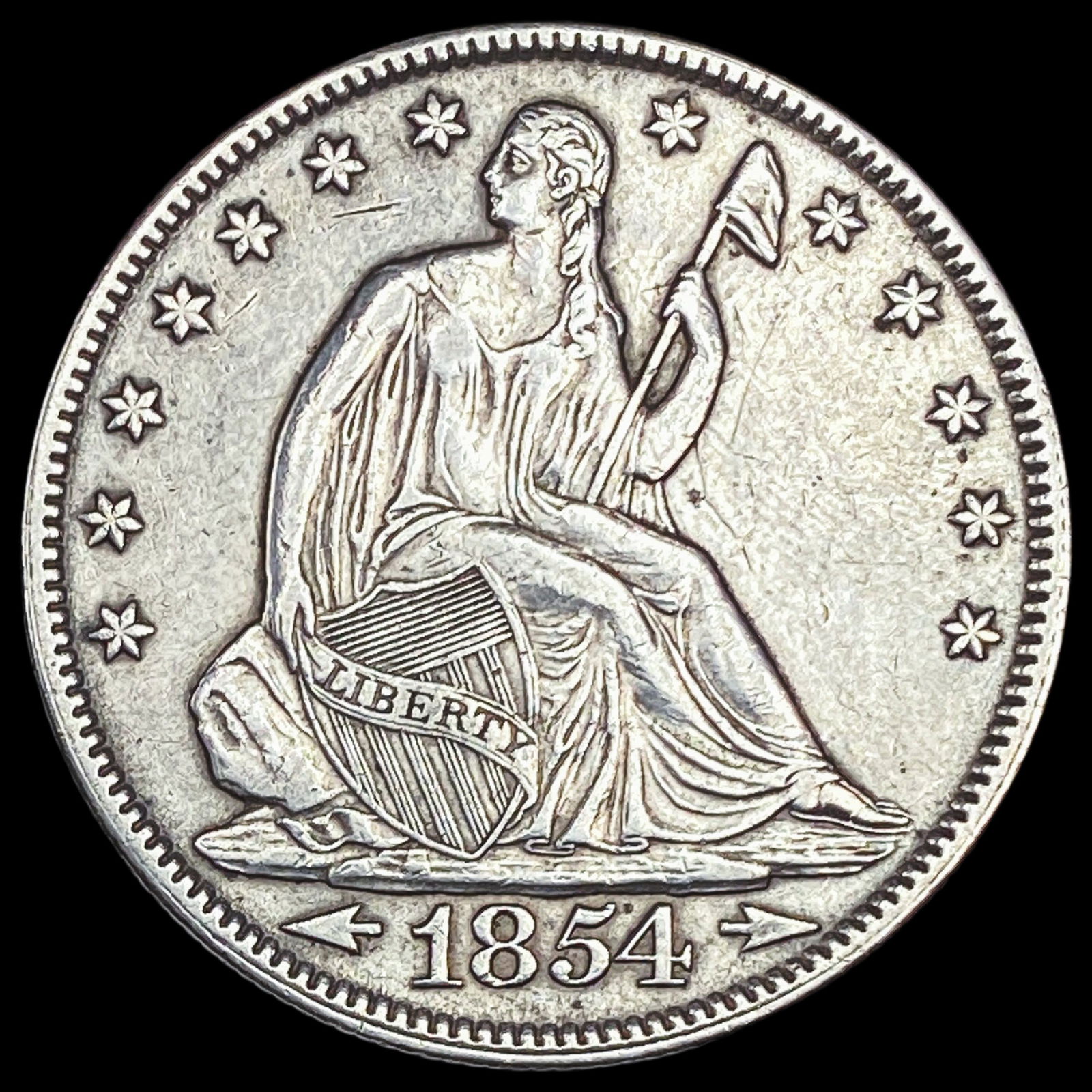 1854 Arrows Seated Liberty Half Dollar CLOSELY UNCIRCULATED (1 of 2)