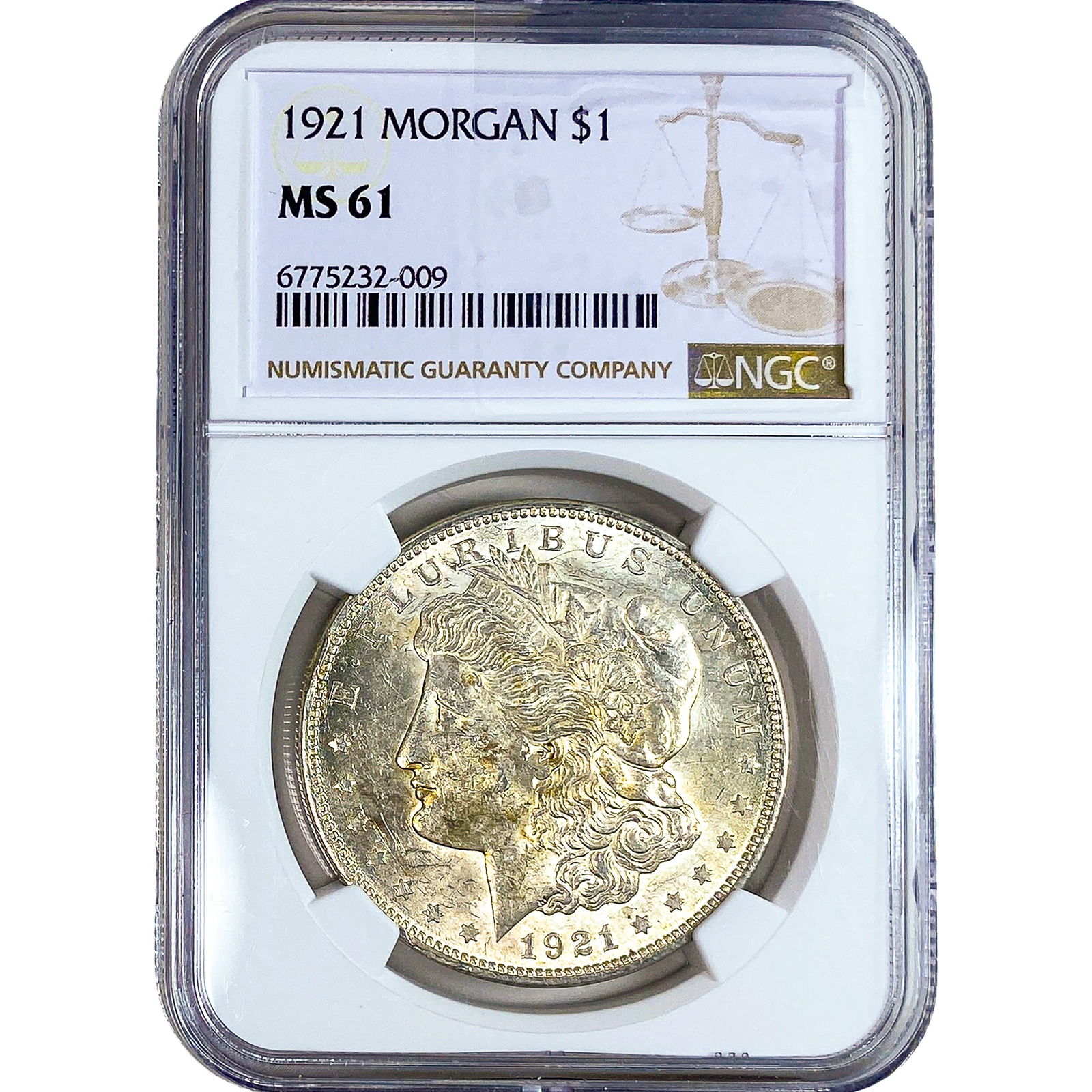 1921 Morgan Silver Dollar NGC MS61: 1921 Morgan Silver Dollar NGC MS61