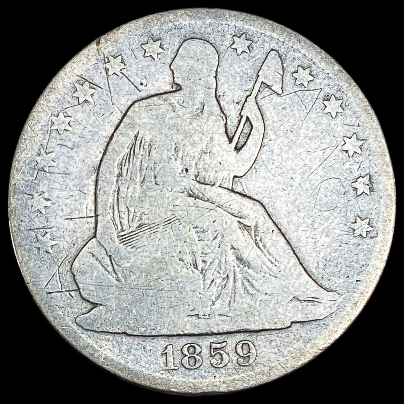 1859-O Silver Seated Liberty Half Dollar NICELY CIRCULATED: 1859-O Silver Seated Liberty Half Dollar NICELY CIRCULATED