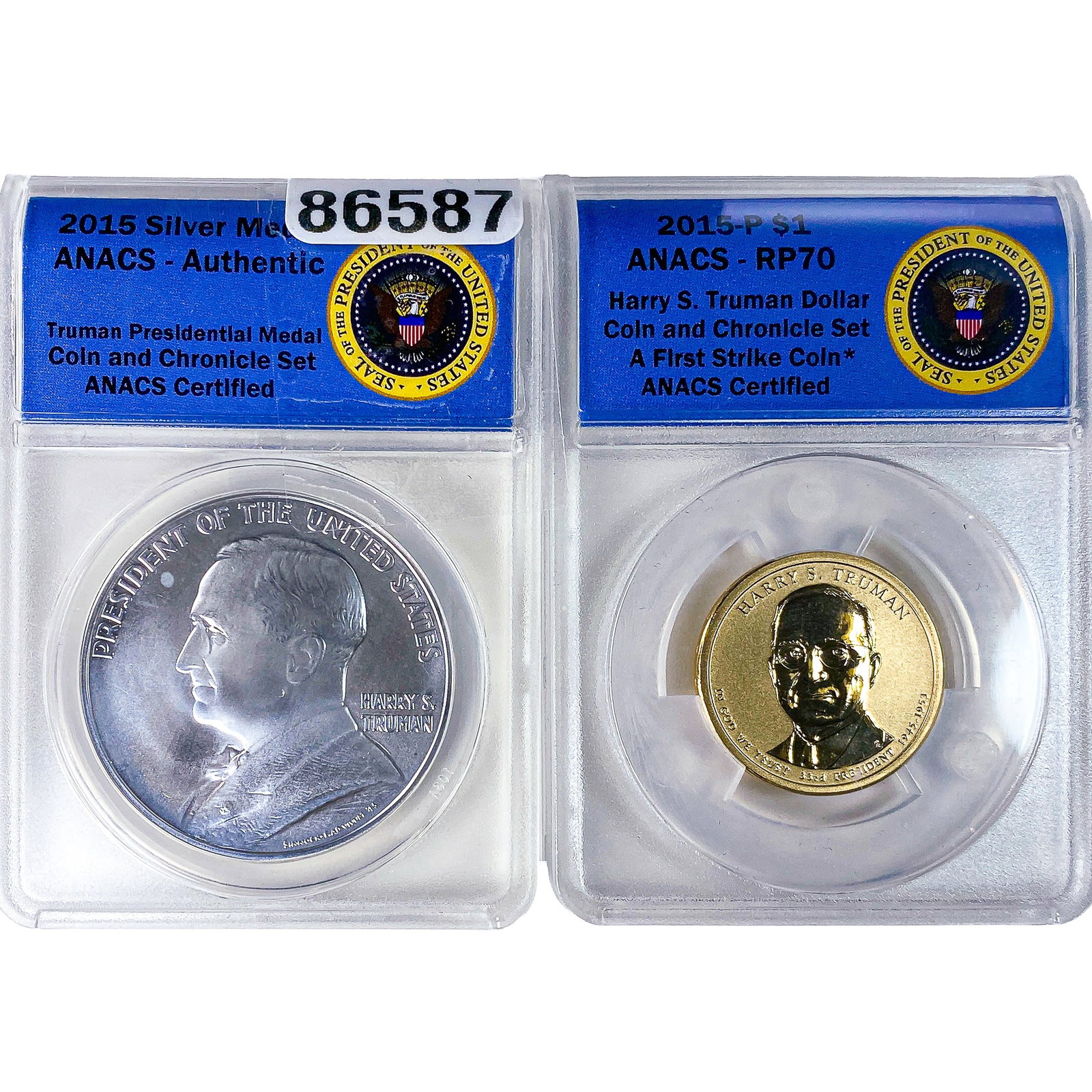 [2 Coins] 2015 Harry S.Truman S$1Medal Coin&Chronicle Set ANACS RP70: [2 Coins] 2015 Harry S.Truman S$1Medal Coin&Chronicle Set ANACS RP70