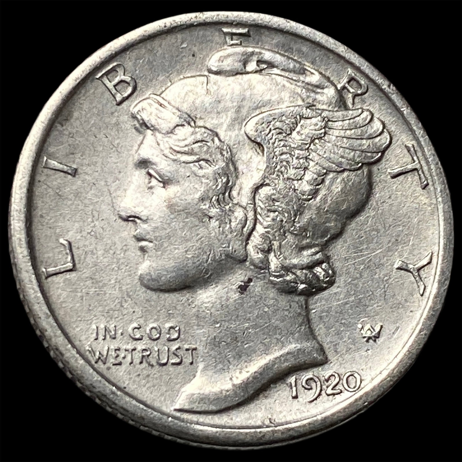 1920-D Silver Mercury Dime CLOSELY UNCIRCULATED: 1920-D Silver Mercury Dime CLOSELY UNCIRCULATED