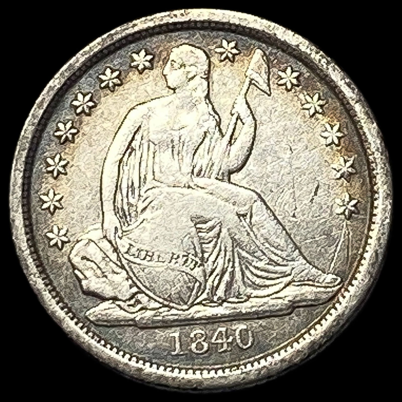 1840-O Silver Seated Liberty Dime LIGHTLY CIRCULATED: 1840-O Silver Seated Liberty Dime LIGHTLY CIRCULATED