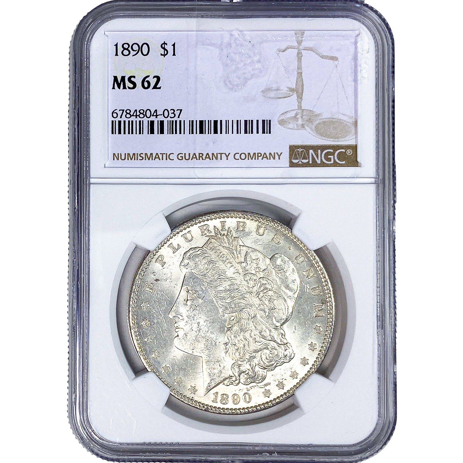1890 Morgan Silver Dollar NGC MS62: 1890 Morgan Silver Dollar NGC MS62
