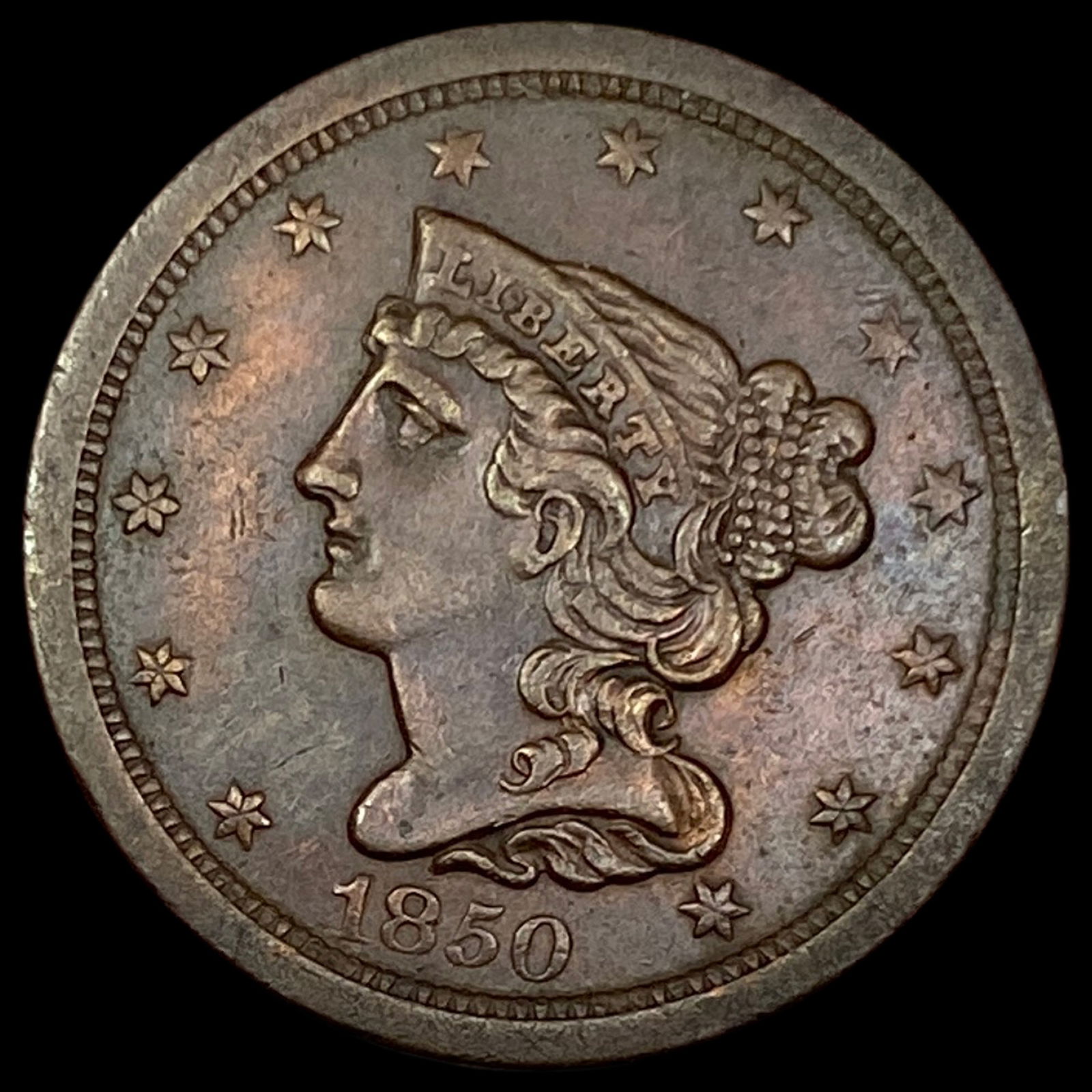 1850 Braided Hair Half Cent CLOSELY UNCIRCULATED: 1850 Braided Hair Half Cent CLOSELY UNCIRCULATED