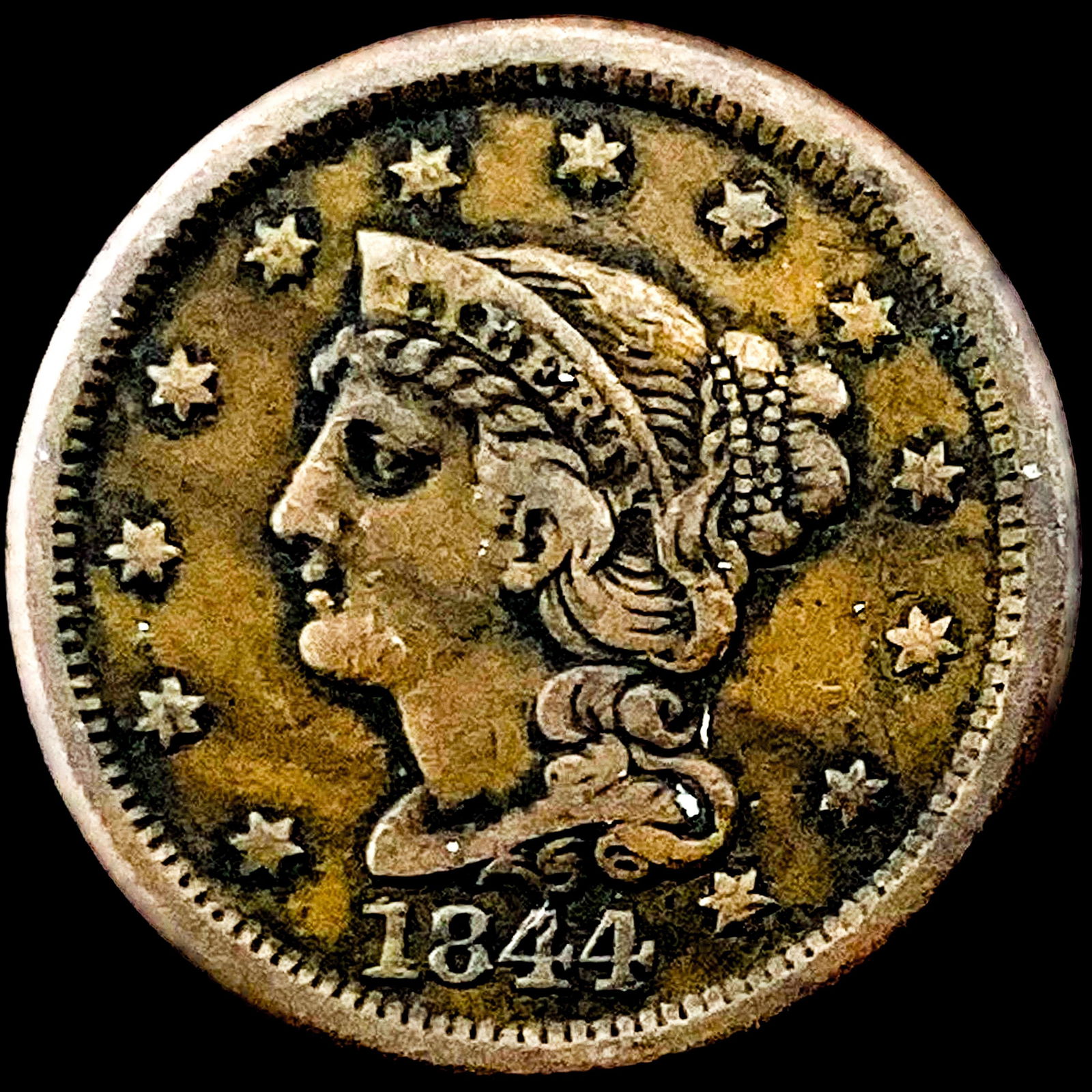 1844 Braided Hair Large Cent ABOUT UNCIRCULATED (1 of 2)