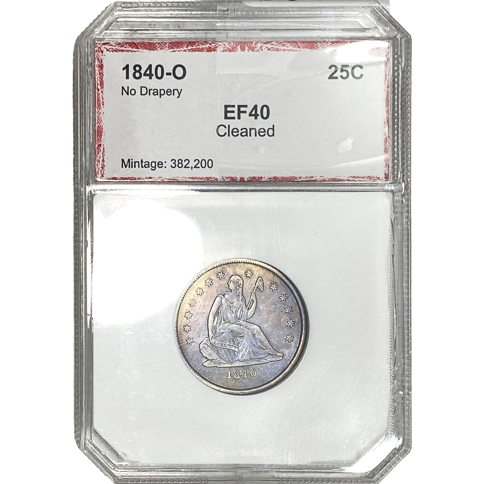1840-O Seated Liberty Quarter PCI EF40: 1840-O Seated Liberty Quarter PCI EF40