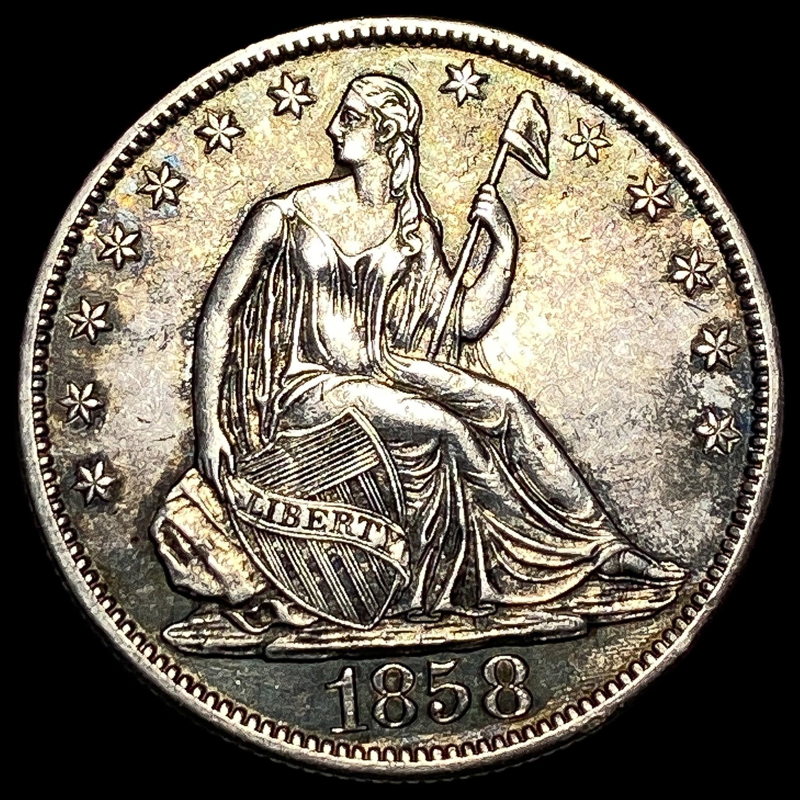 1858-O Seated Liberty Half Dollar CHOICE AU: 1858-O Seated Liberty Half Dollar CHOICE AU