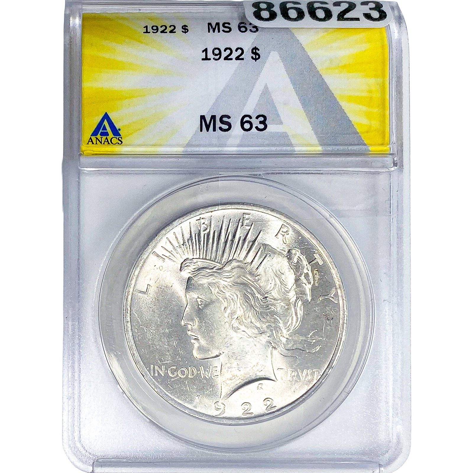 1922 Silver Peace Dollar ANACS MS63: 1922 Silver Peace Dollar ANACS MS63