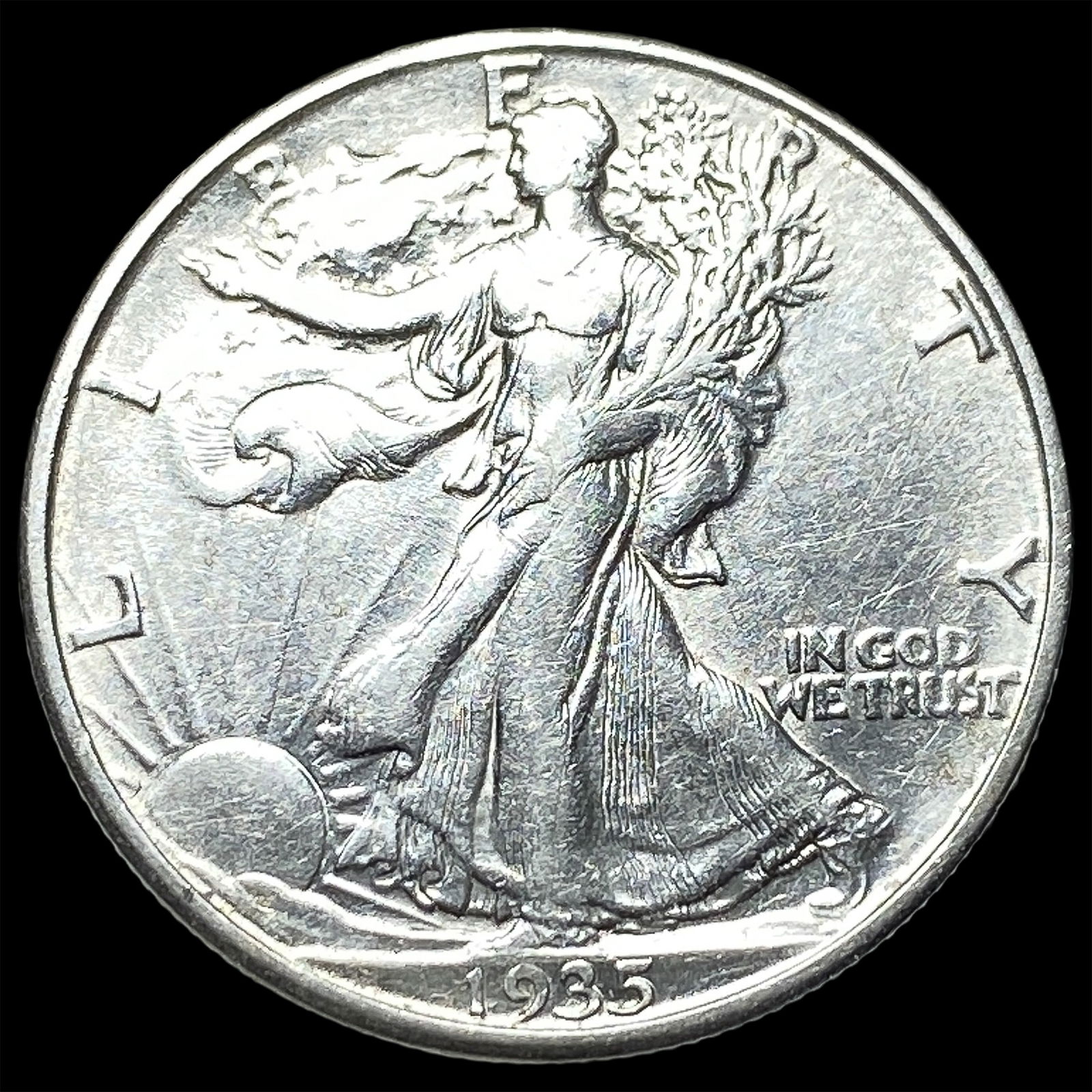 1935-D Silver Walking Liberty Half Dollar CLOSELY UNCIRCULATED: 1935-D Silver Walking Liberty Half Dollar CLOSELY UNCIRCULATED