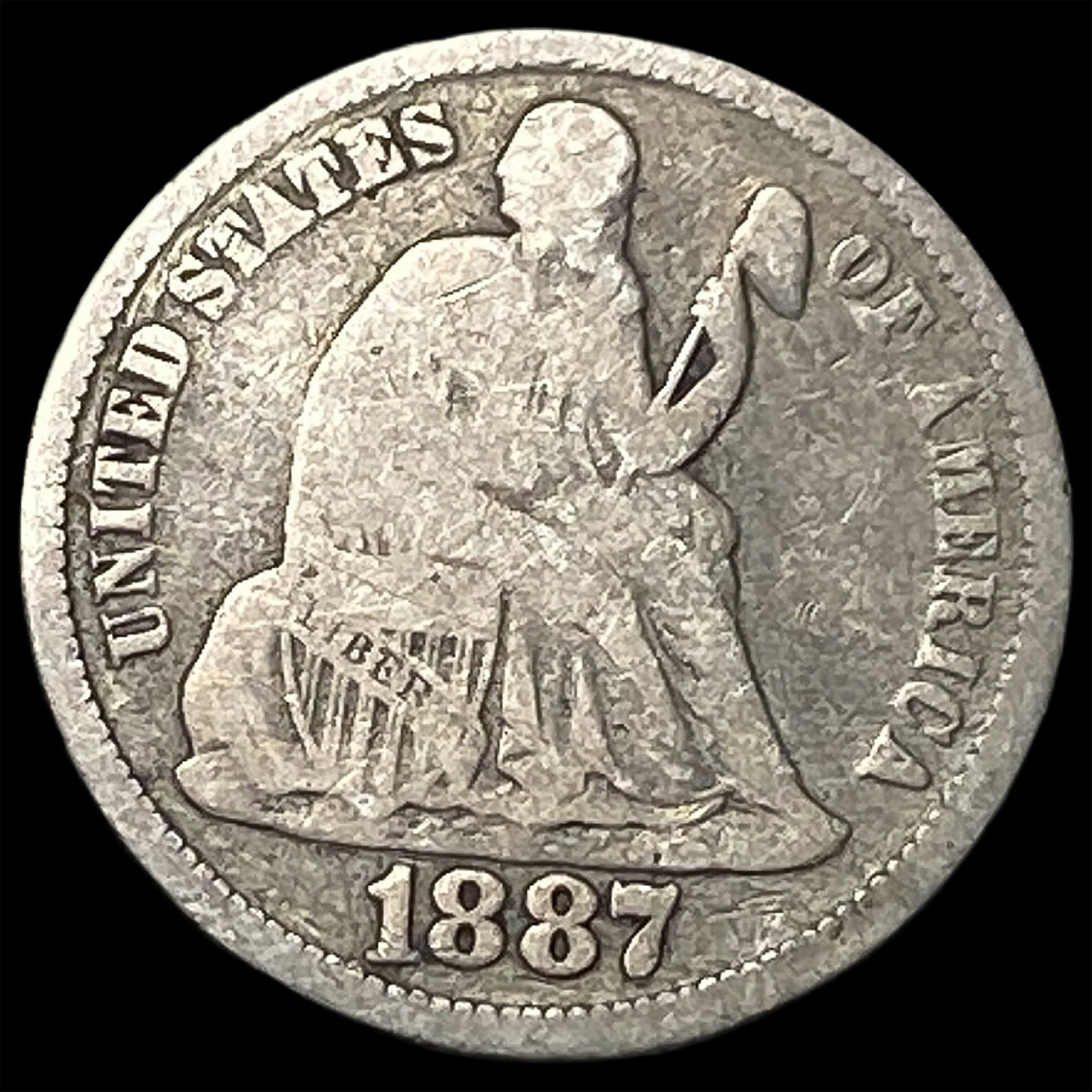 1887 Seated Liberty Dime NICELY CIRCULATED: 1887 Seated Liberty Dime NICELY CIRCULATED