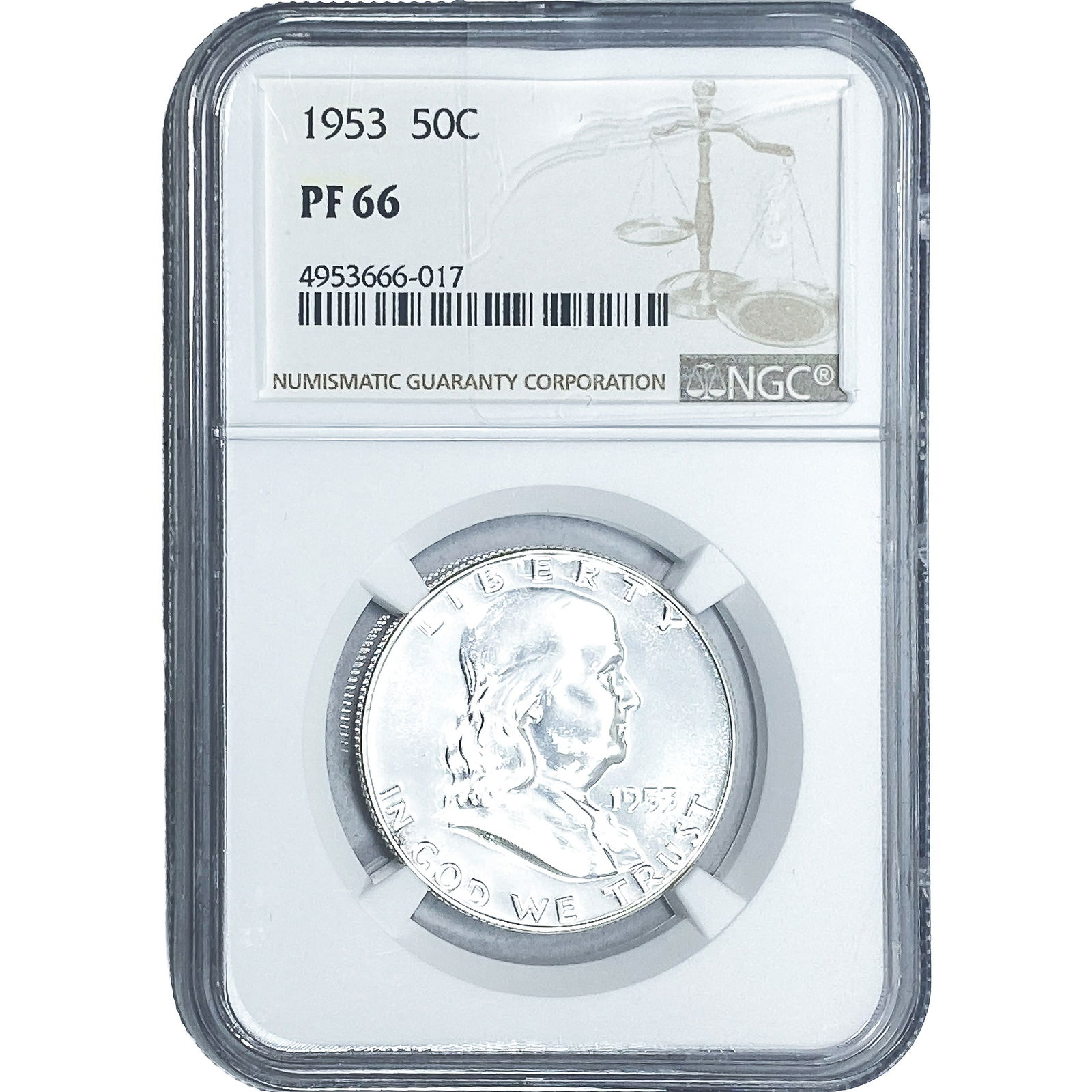 1953 Franklin Half Dollar NGC PF66: 1953 Franklin Half Dollar NGC PF66