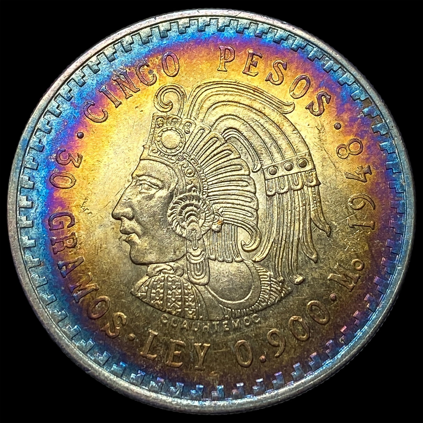 1948 Toned Mexico Silver 5 Pesos SUPERB GEM BU (1 of 2)