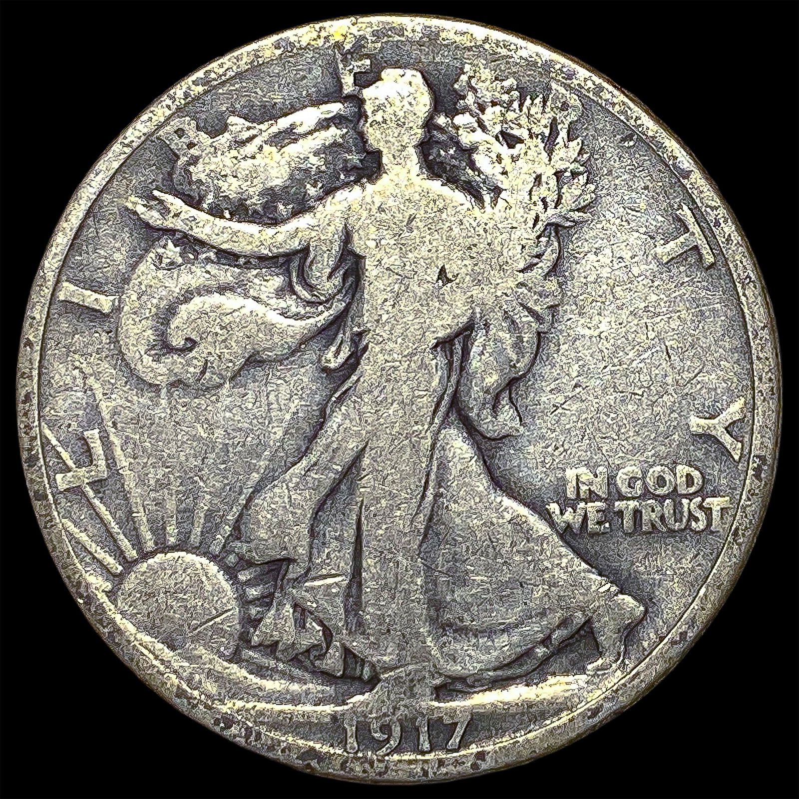 1917-S Silver Walking Liberty Half Dollar NICELY CIRCULATED: 1917-S Silver Walking Liberty Half Dollar NICELY CIRCULATED