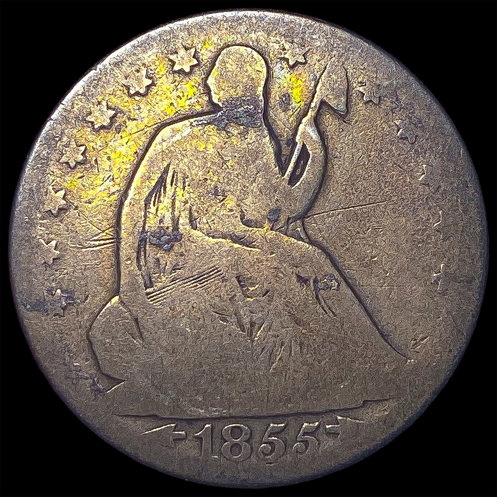 1855-O Arrows Silver Seated Liberty Half Dollar NICELY CIRCULATED: 1855-O Arrows Silver Seated Liberty Half Dollar NICELY CIRCULATED
